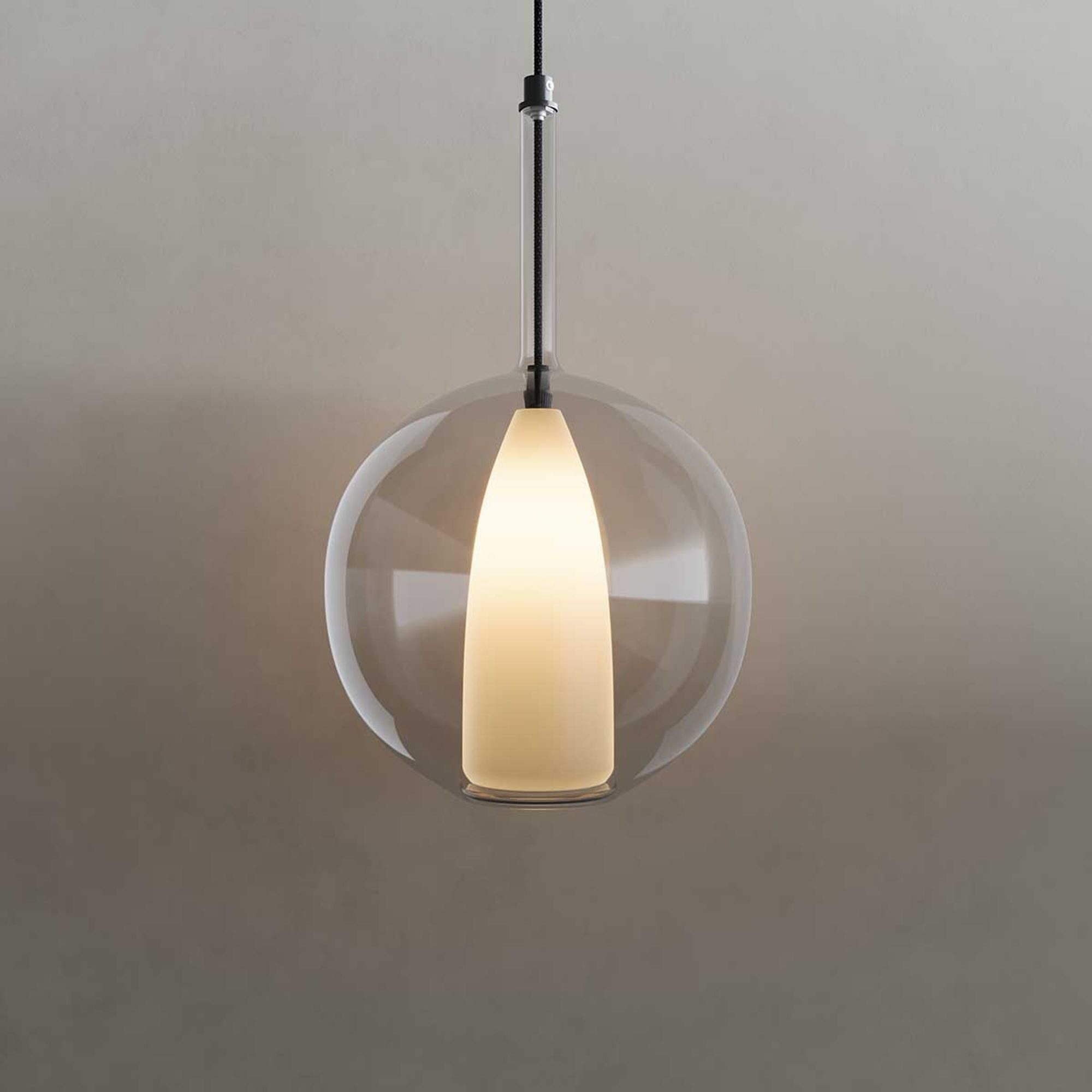 s.luce Pendelleuchte Belluna Glas Galerielampe 500cm Textilkabel Klar
