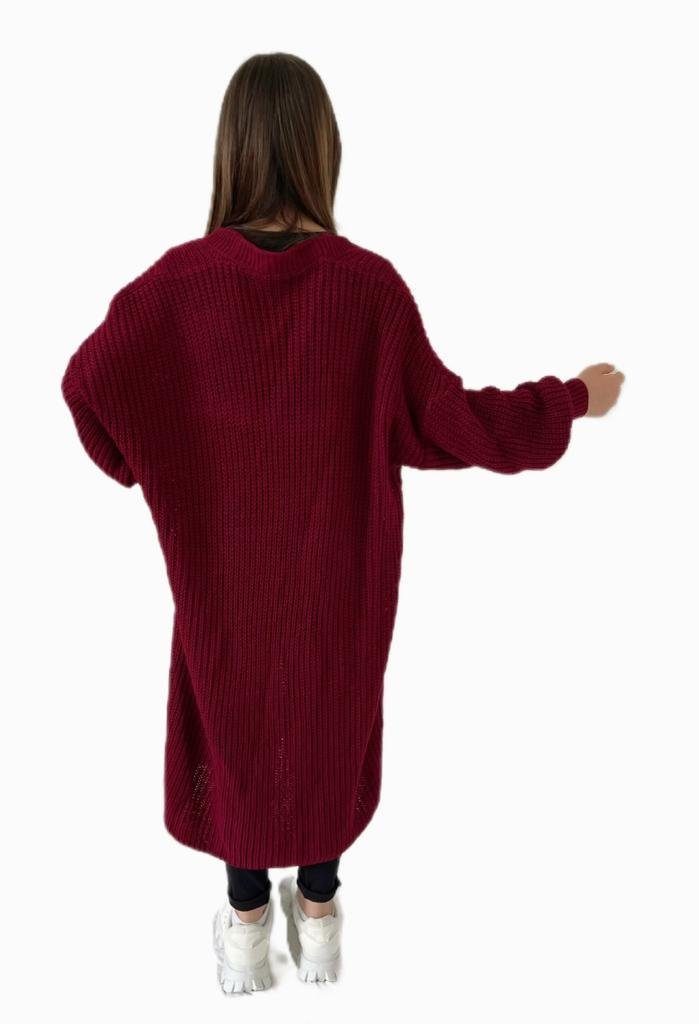 HELLO MISS Longstrickjacke Modisch Maxi Strickjacke mit aufgesetzten Tasche günstig online kaufen