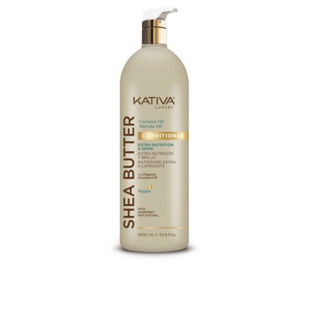 Kativa Haarshampoo SHEA BUTTER Kokosnuss & Marulaöl Pflegespülung 1000 ml