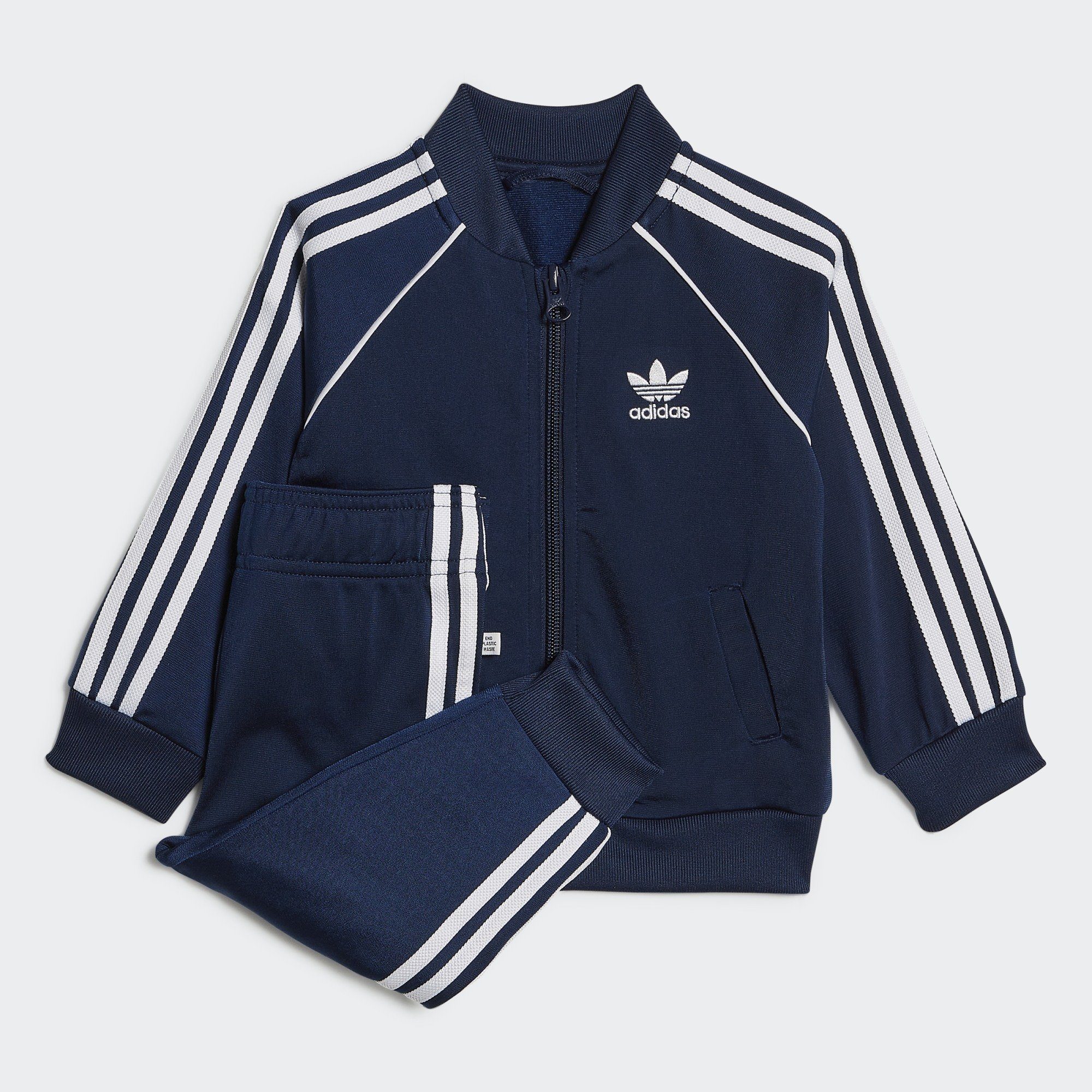 TRAININGSANZUG, adidas Kragen gerippter Durchgehender Reißverschluss; Originals Sportanzug SST ADICOLOR