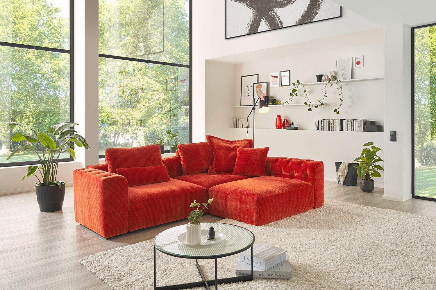 KAWOLA Sofaelement SEPHI, Sitz- oder Seitenelement versch. Cord u. Vintage, Farben rot Ausführungen
