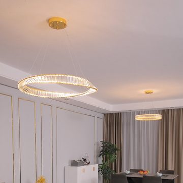 Euroton LED Pendelleuchte LED Pendelleuchte große Kristall Fernbedienung Lichtfarbe einstellbar, LED fest integriert, mit Fernbedienung Lichtfarbe einstellbar kaltweiß-neutralweiß- warmweiß 7000k-3000k stufenlose, Nicht zutreffend