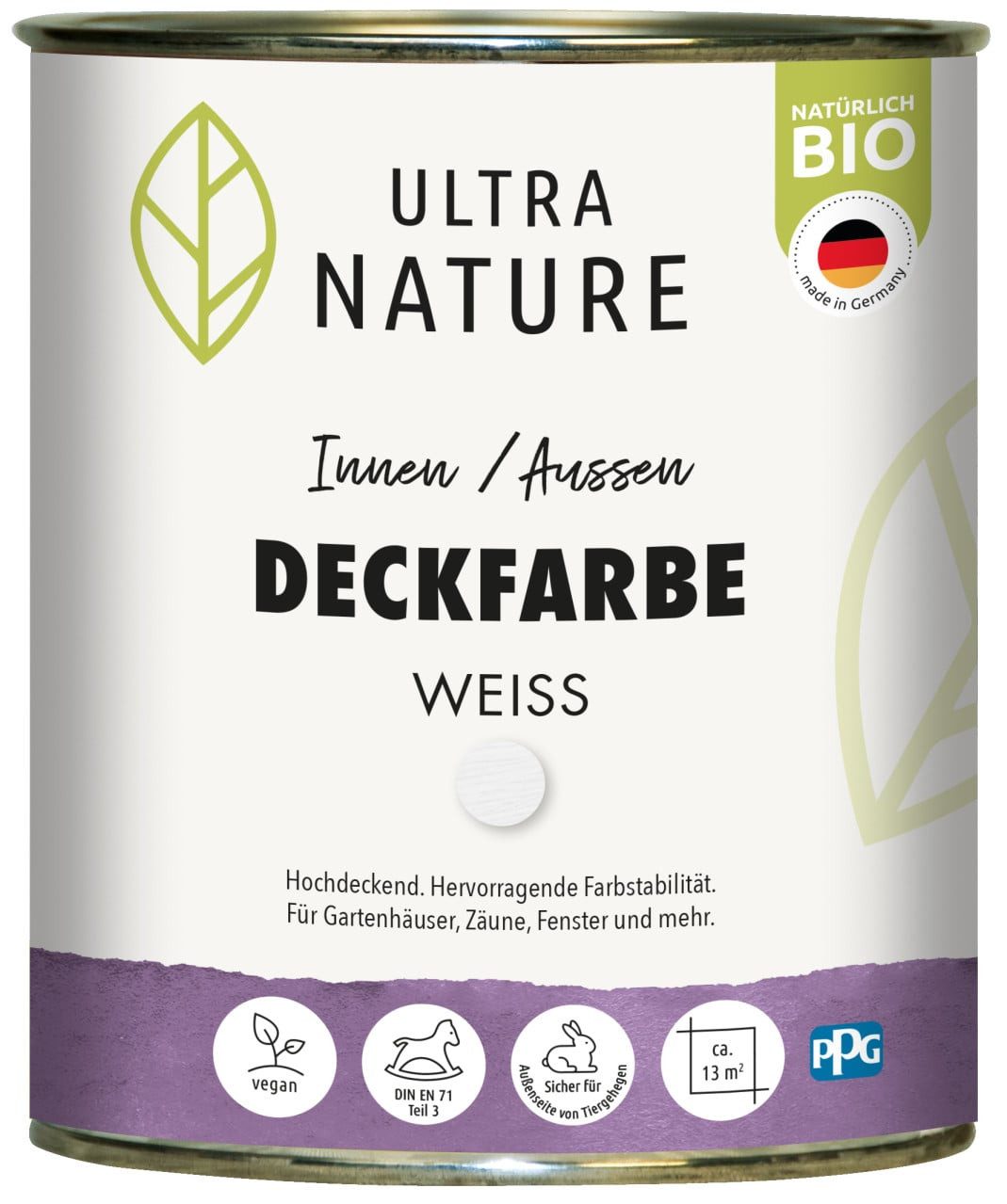 ULTRA NATURE Holzschutzlasur Ultra Nature Deckfarbe 750 ml weiß