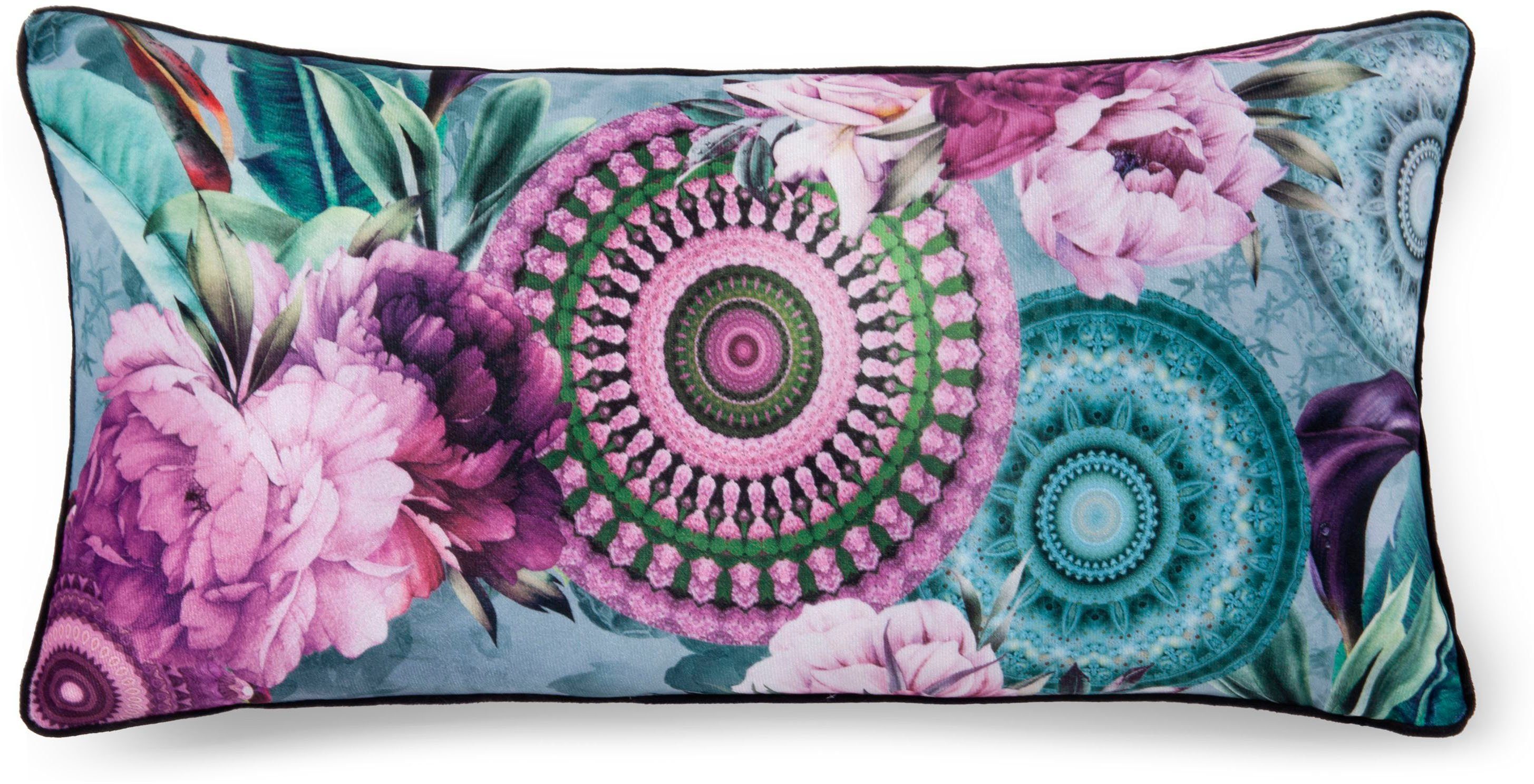 hip Dekokissen Zehra, Mit Füllung, 1 Stück, Biese, Wendeoptik, Weich, Dunkel, Petrol