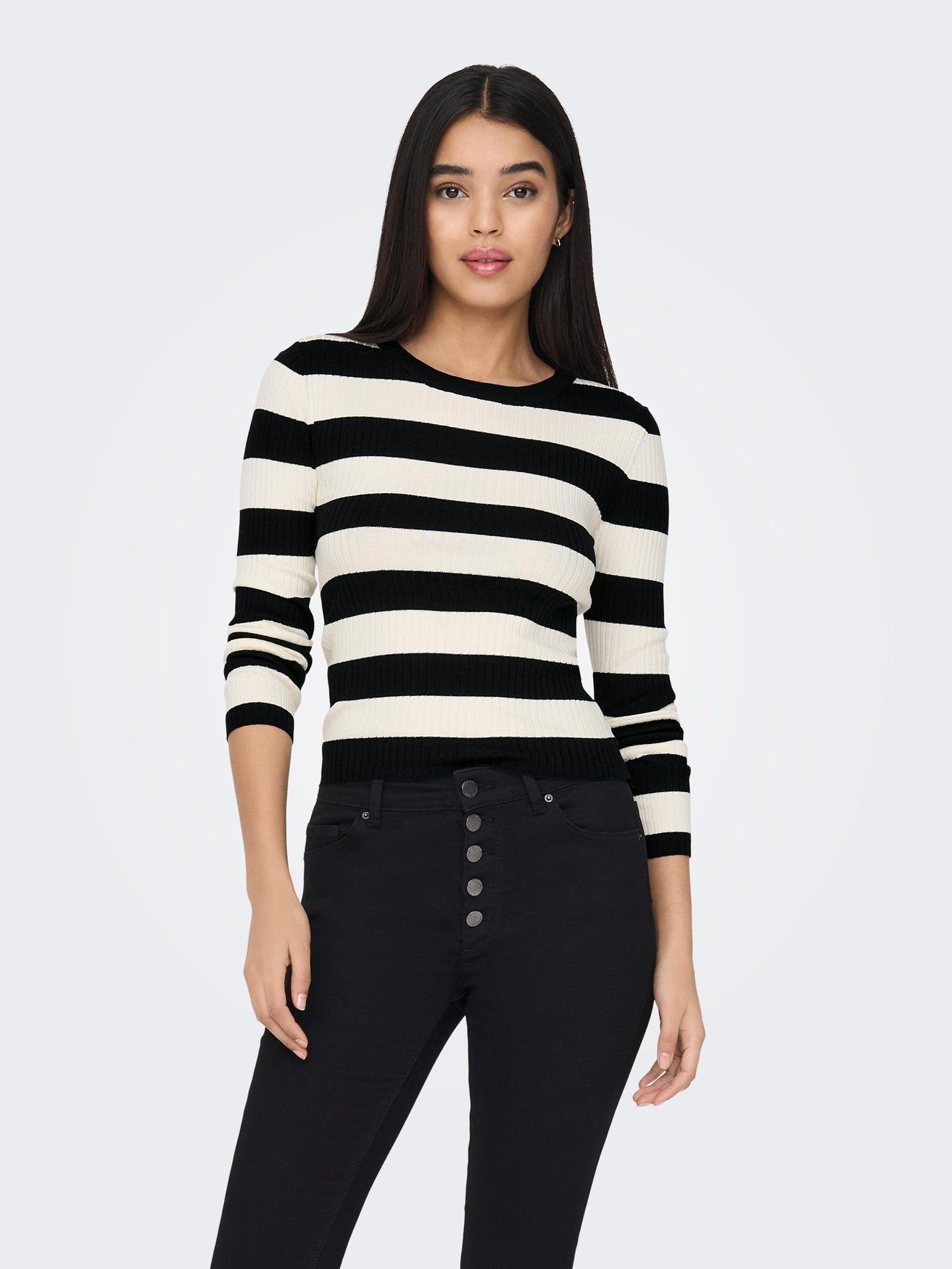 JACQUELINE de YONG Strickpullover JDYPLUM L/S O-NECK STRIPE PULLOVER KNT günstig online kaufen