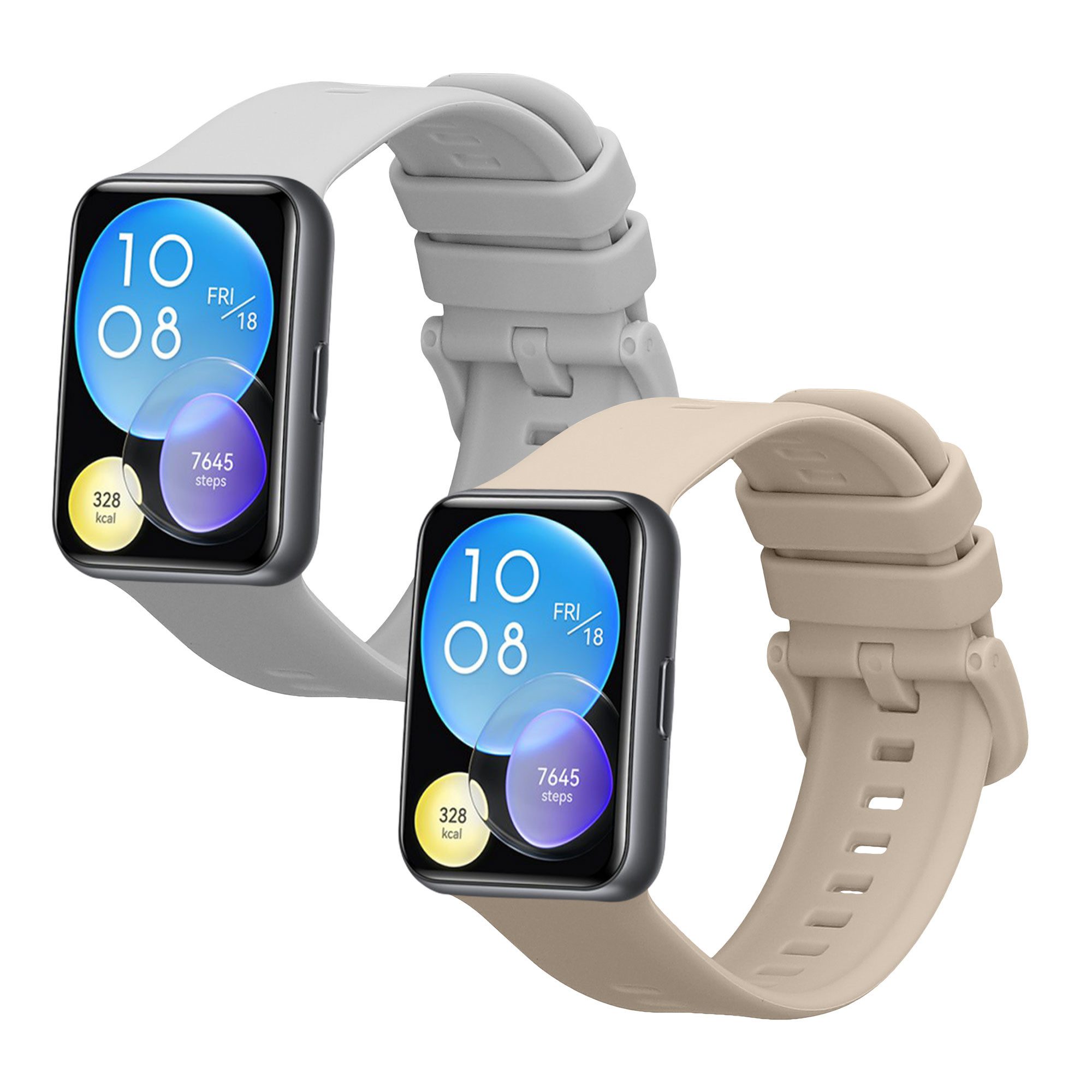 kwmobile 2x Uhrenarmband für Huawei Watch Fit 2 Armband Smartwatch, 2-tlg., Fitnesstracker Band Set aus TPU Silikon - Ersatzarmband Smartwatch