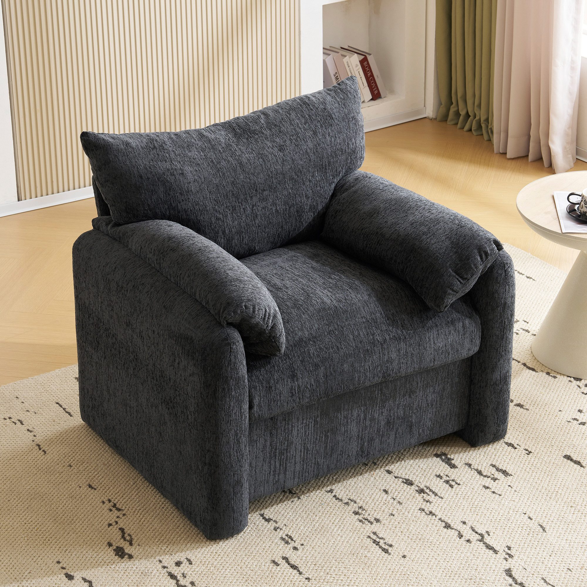 KLAM HOME Sessel Modernes Design Chenille-Stoff Relaxsessel mit dicken Kiss günstig online kaufen