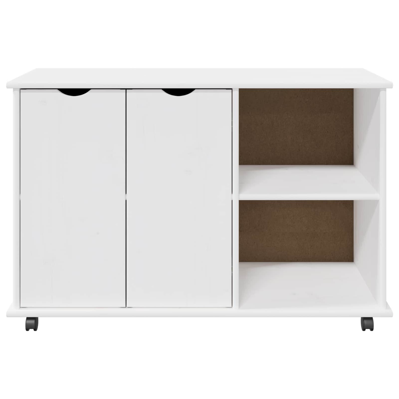 vidaXL Rollcontainer Rollschrank Mit Rad Weiß 100 x 39 x 65,5 cm Massivholz Kiefer, (1 St) – Bild 5 von 5