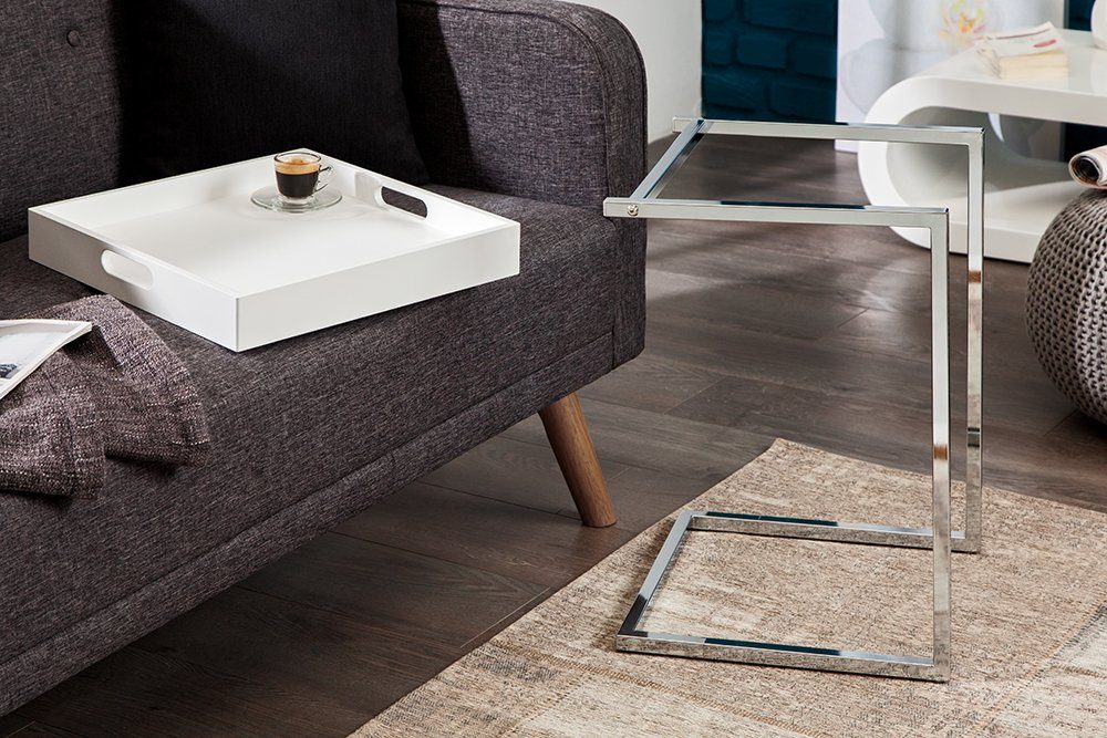 Platte · Tablett Wohnzimmer · silber, · abnehmbare Design CIANO Modern Beistelltisch Metall 40cm riess-ambiente weiß / ·