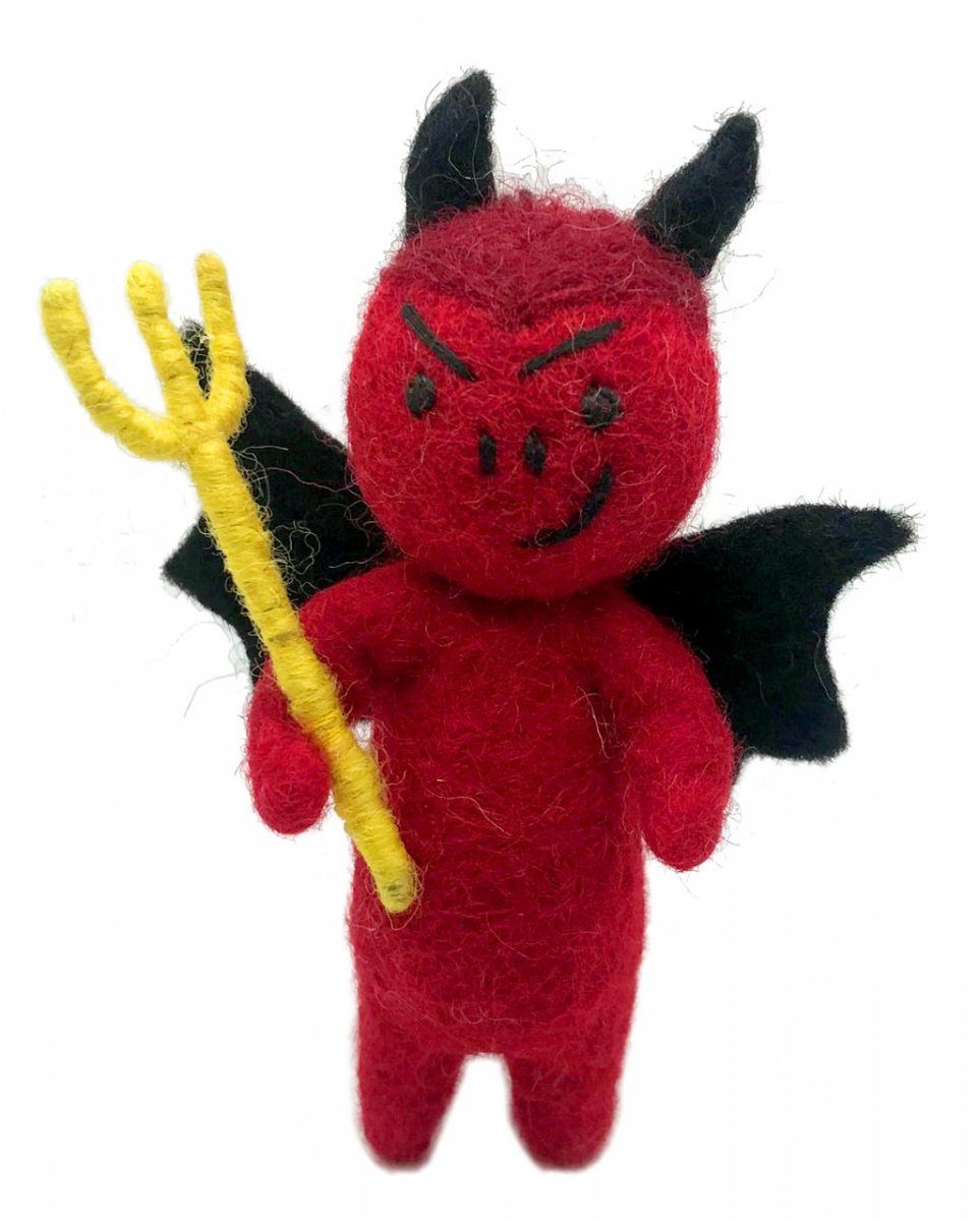 Horror-Shop Dekofigur Niedlicher Halloween Teufel mit Dreizack aus Filz