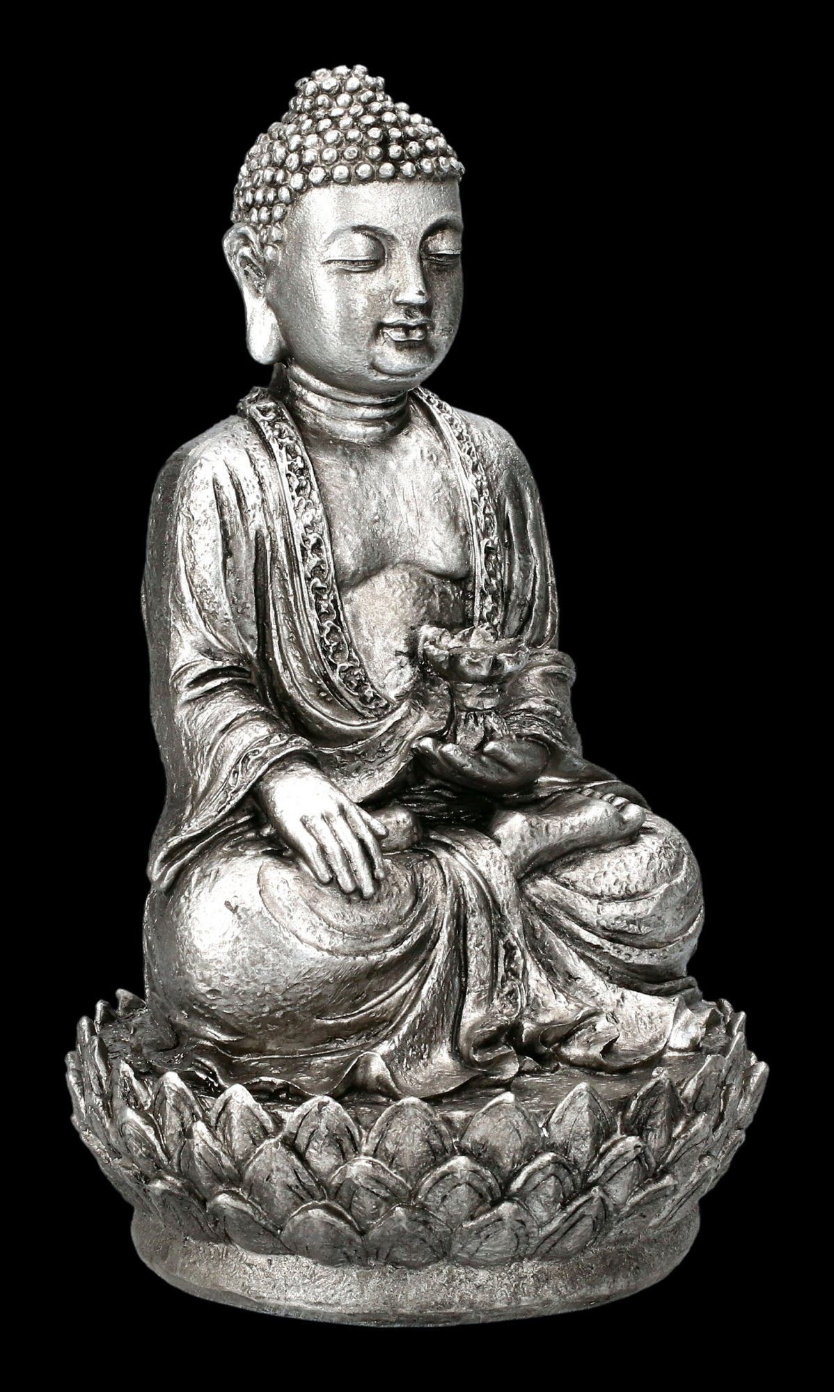 Dekofigur Buddha Dekofigur Shop Figur auf - GmbH Figuren Lotus silberfarben