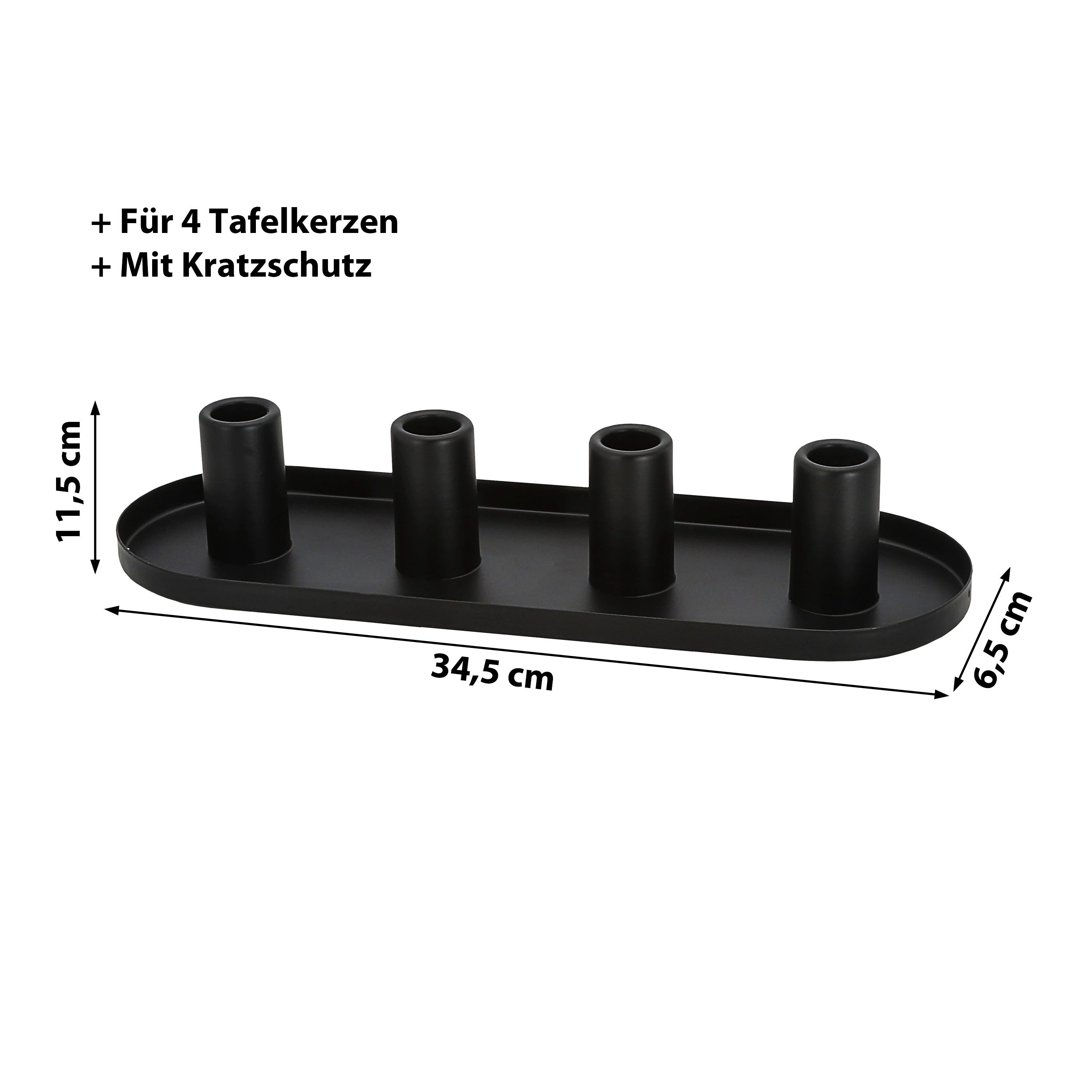CEPEWA Kerzenständer Stabkerzenhalter schwarz 34,5x11,5x6,5cm Metall oval 4 günstig online kaufen