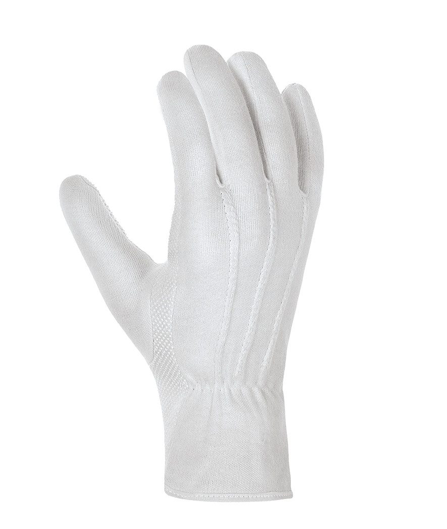teXXor Baumwollhandschuhe Baumwolltrikot-Handschuh mittelschwer PVC-Noppen 1895 (Packung, 12-St., VPE= 12-600 Paar, Gr 6-11) Hautfreundlich / Weiße PVC-Noppen