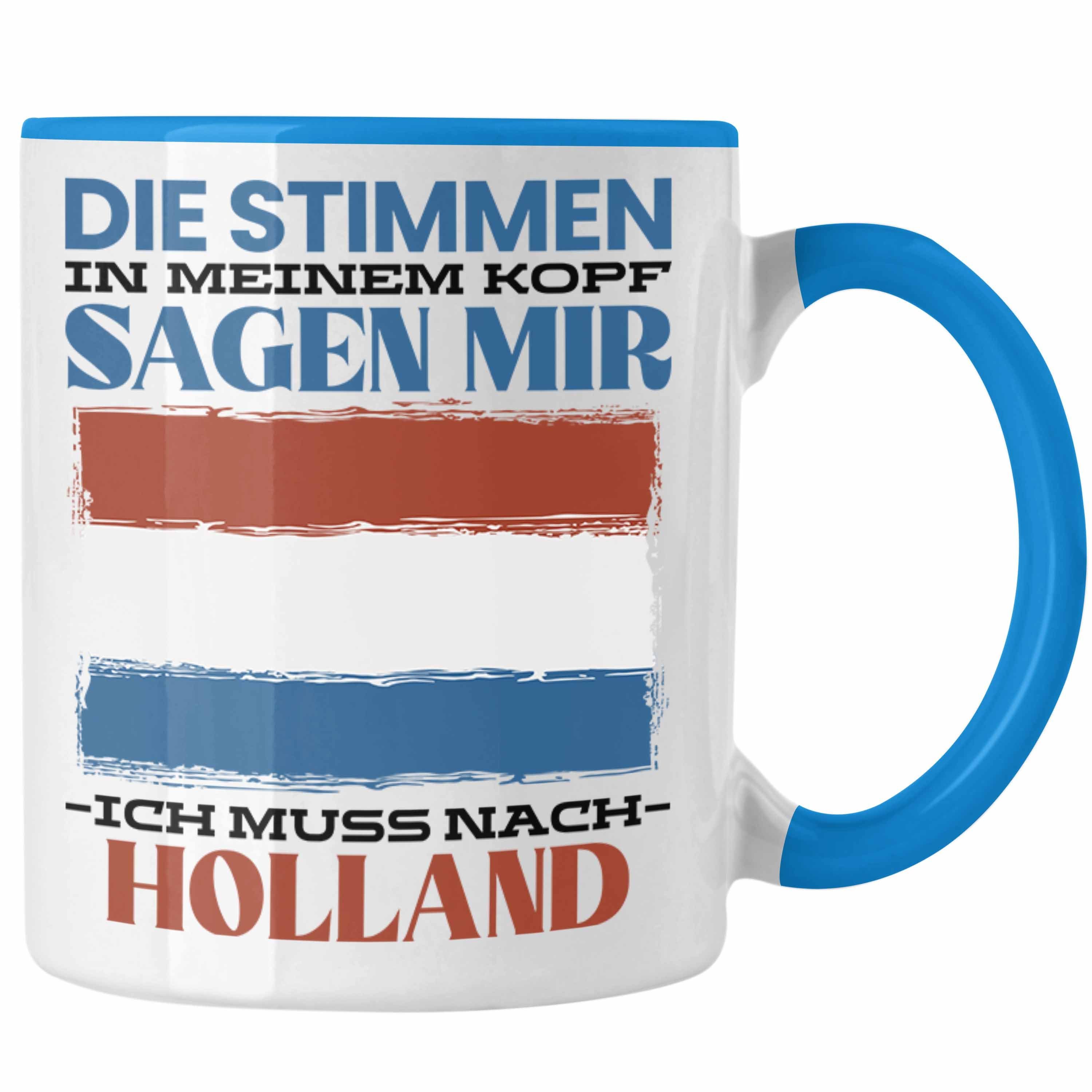 Trendation Tasse Trendation - Holland Tasse Urlaub Heimat Geschenk Spruch Niederlande G Blau