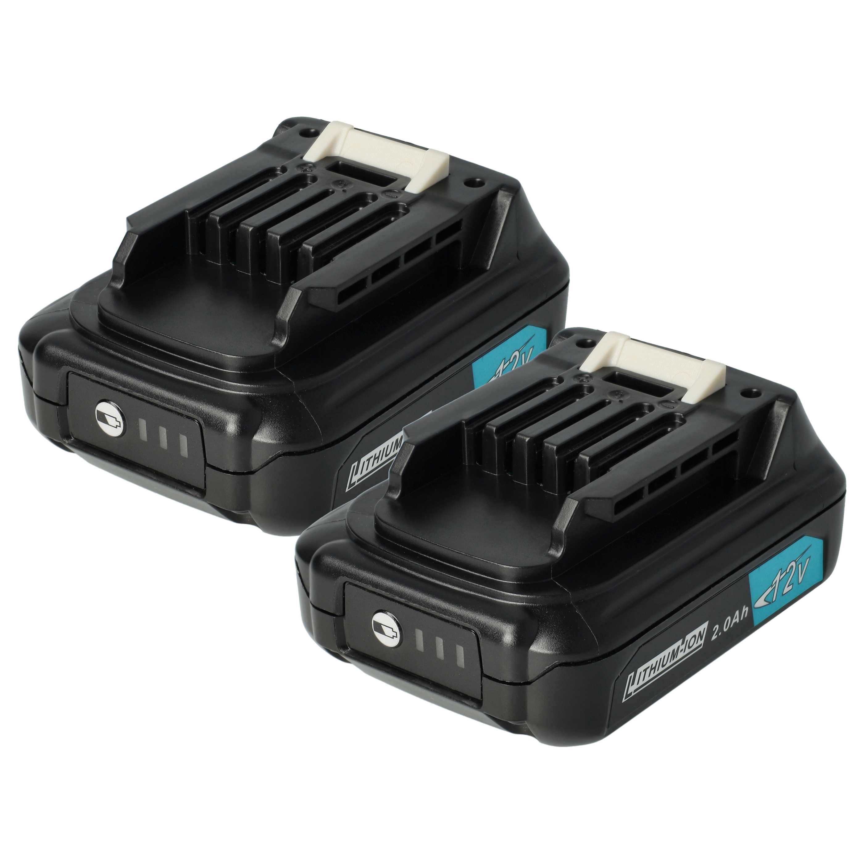 vhbw Akku Ersatz für Makita BL1015B-2, BL1021B, BL1016, BL1020, BL1020B-2, Akku Akku Li-Ion 2000 mAh (12 V, 2 St), Leistungsfähige Austausch-Akkus für Werkzeug Powertools wie