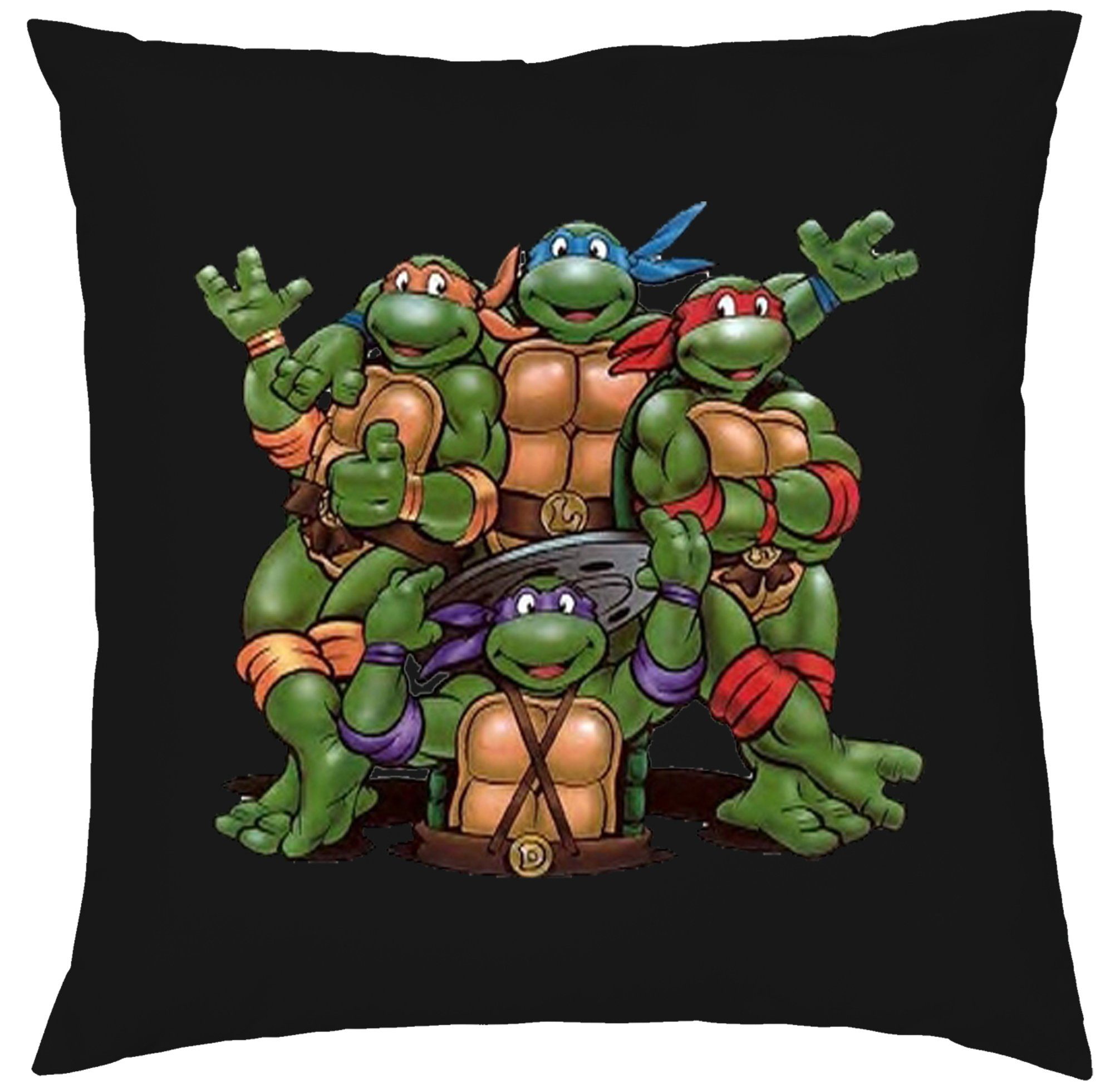 Blondie & Brownie Dekokissen Turtles Ninja Schildkröten Team Pizza Kissen mit Füllung Schwarz