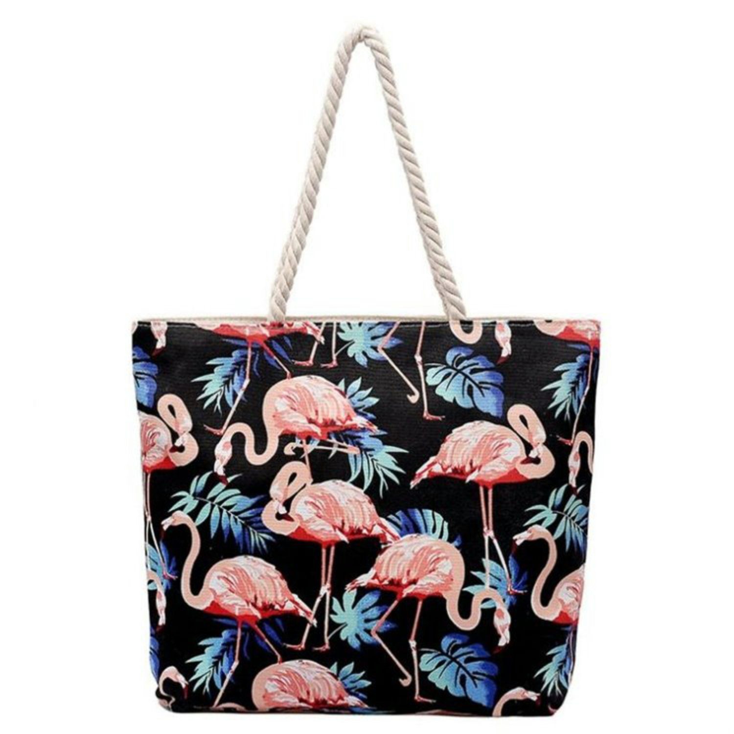 WS-Trend XL-Strandtasche XXL Flamingo Badetasche, mit Reißverschluss und Handyfach