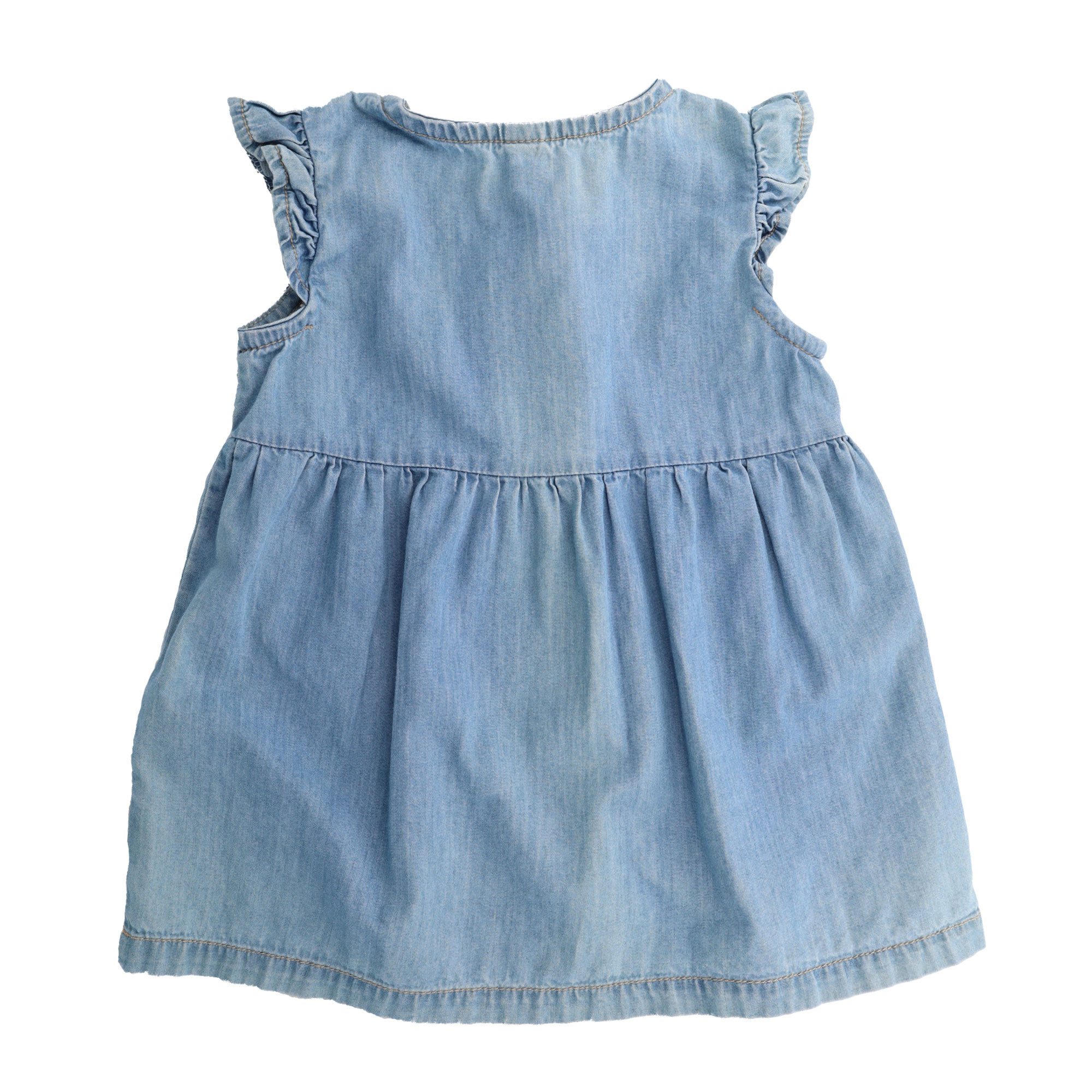 MAXIMO Sommerkleid (1-tlg) Denim-Optik, Rüschenärmel, Holzknöpfe, Blau