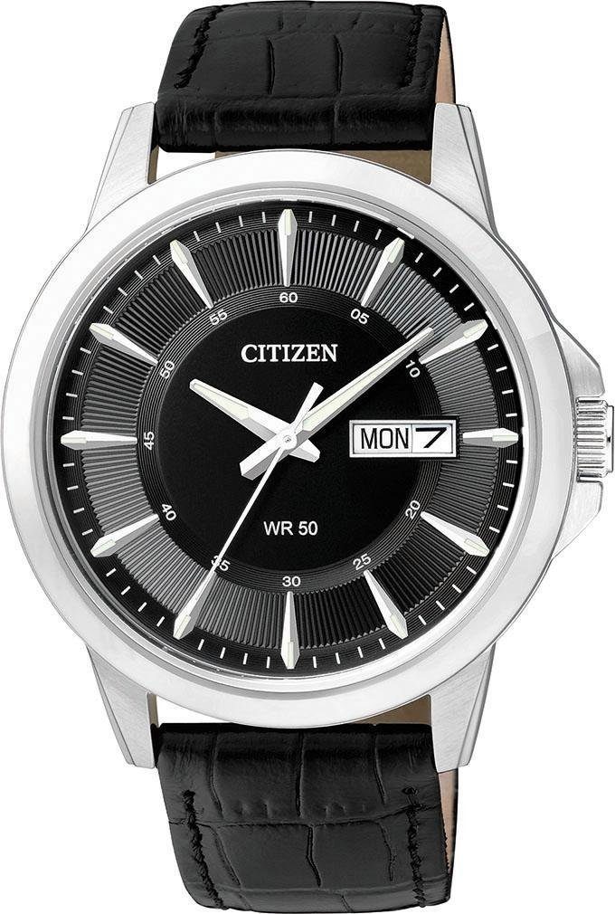 Citizen Quarzuhr BF2011-01EE, Armbanduhr, Herrenuhr, Damenuhr, Lederarmband, Datum