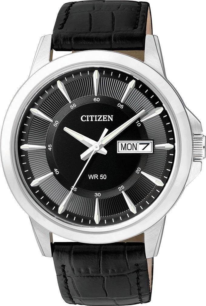 Citizen Quarzuhr BF2011-01EC, Armbanduhr, Herrenuhr, Damenuhr, Lederarmband, Datum