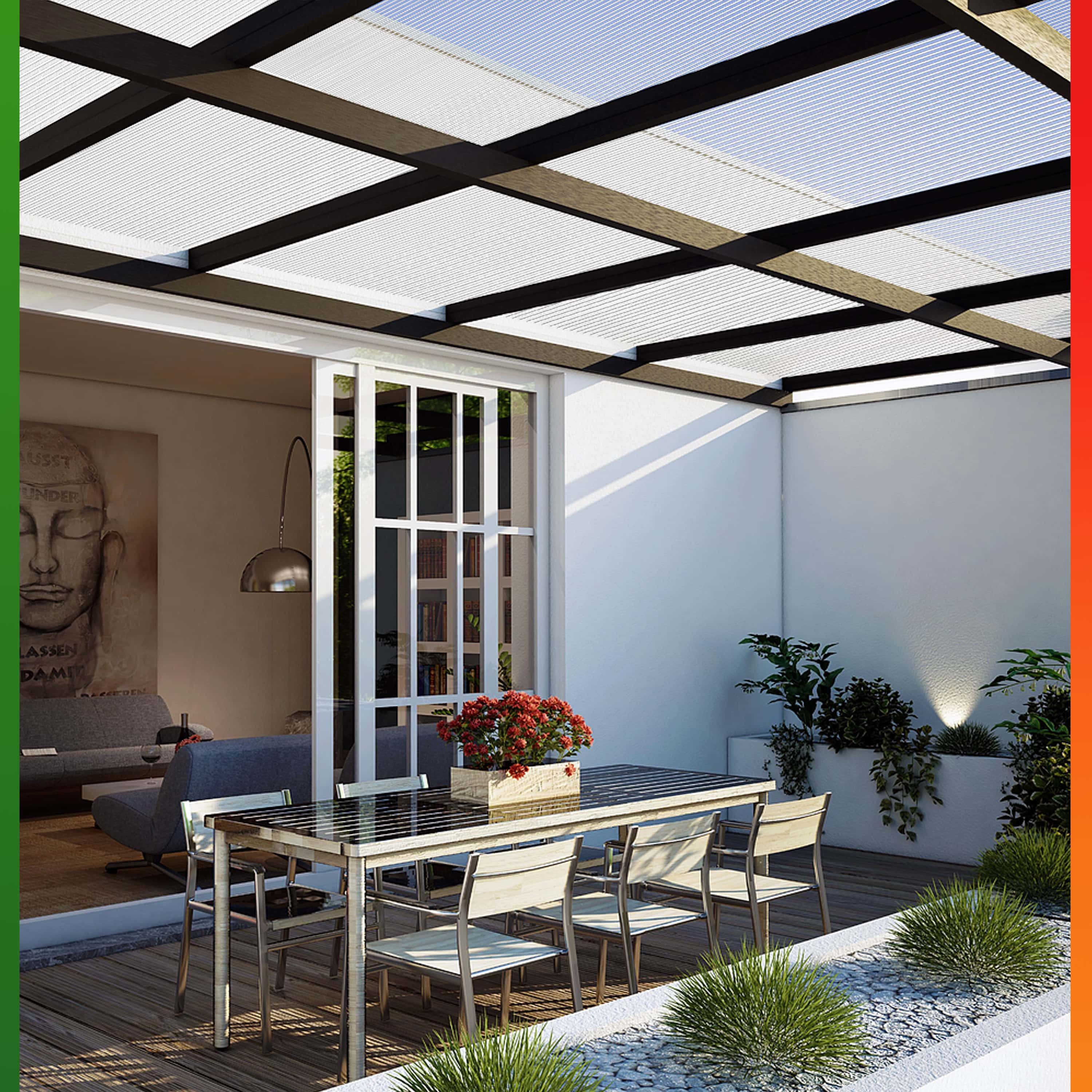 Gardebruk Hohlkammerplatte, (14-St), 14x Polycarbonat Hohlkammerstegplatten 50x Edelstahl