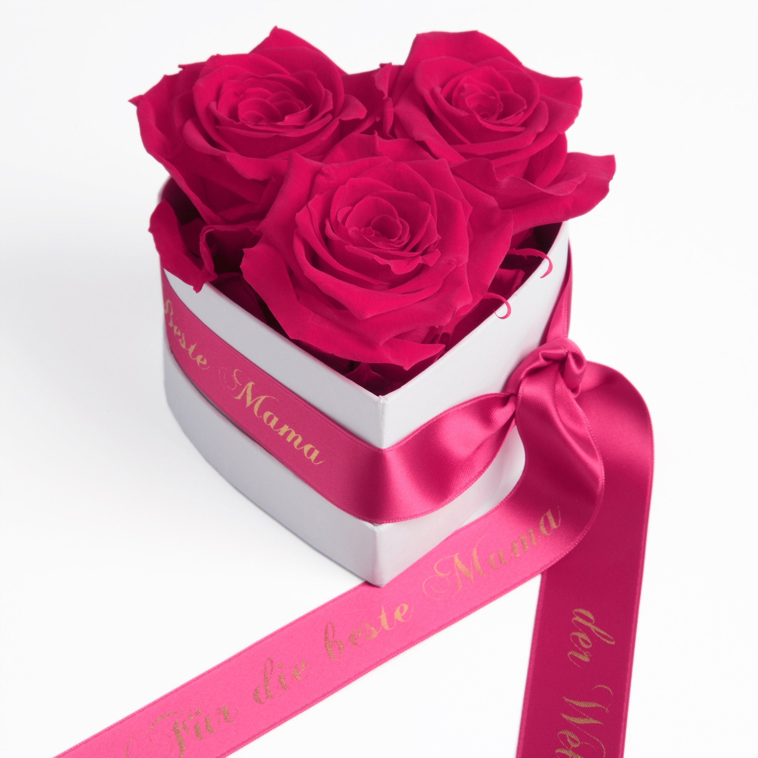 Kunstblume Rosenbox Herz 3 Infinity Rosen günstig online kaufen