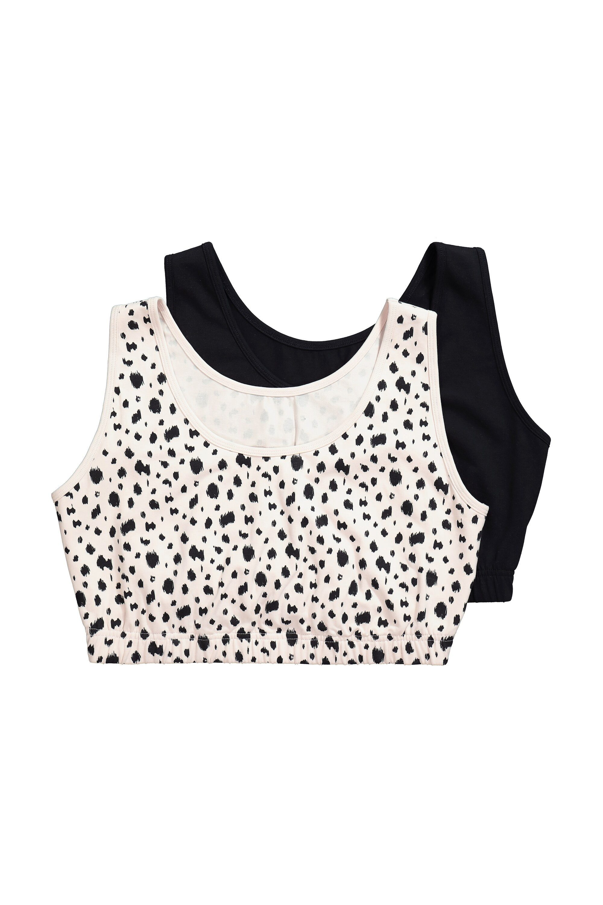 Ulla Popken Bustier Bustiers 2er-Pack Dalmatiner/einfarbig Rundhals