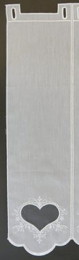Scheibengardine Scheibengardine Küchengardine Bistrogardine "Cinda" Weiß Herz Stickerei 17, 45, 60 cm Höhe x 155 cm Breite, EXPERIENCE, Stangendurchzug (1 St), halbtransparent, Batist, Applikation