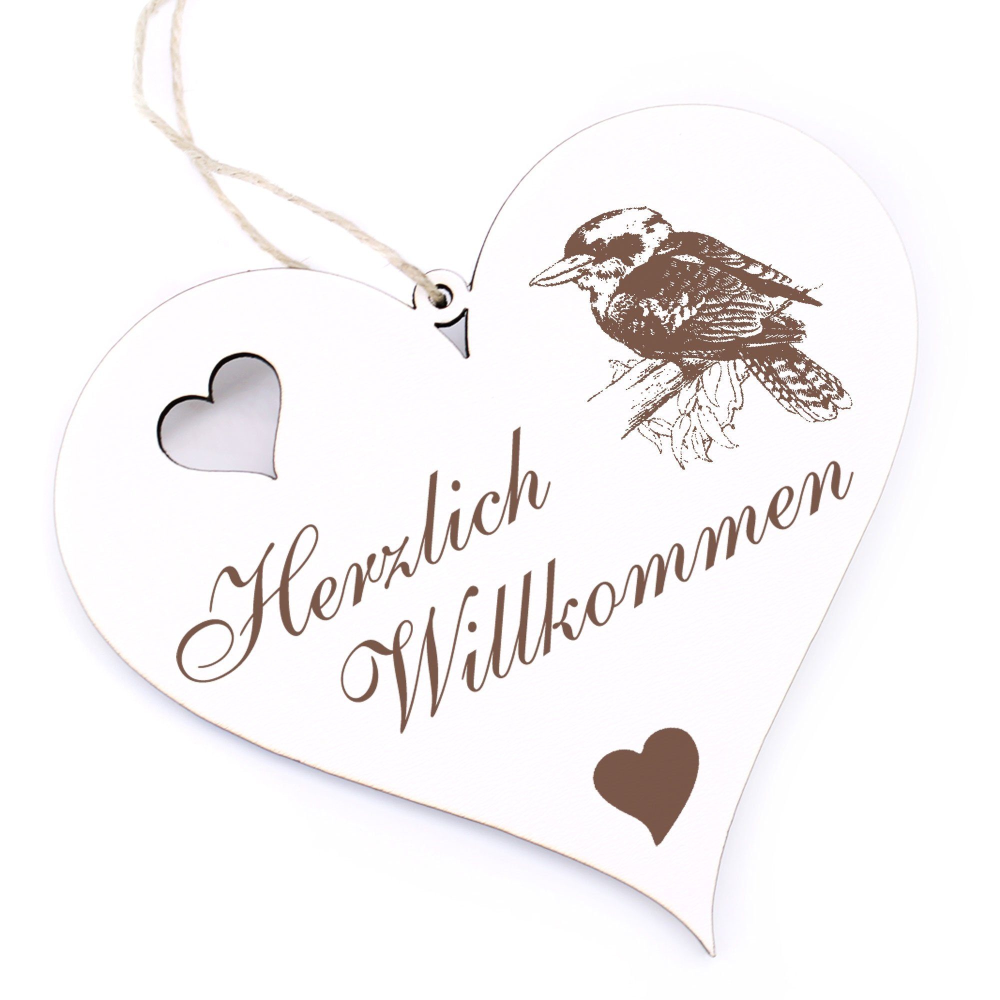 Dekolando Hängedekoration Herzlich Willkommen - Kookaburra Jägerliest - 13x12cm | Dekohänger