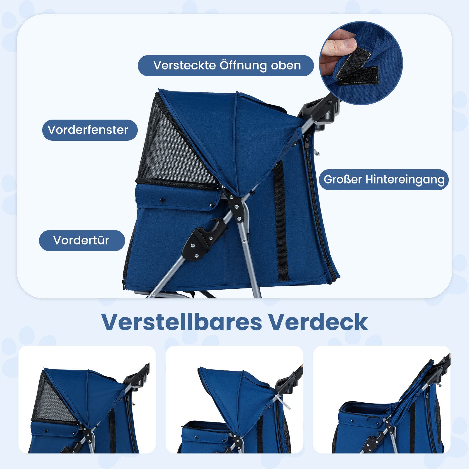COSTWAY Hundebuggy, (1-tlg), Hundewagen, Haustierwagen, klappbar, bis 15 kg