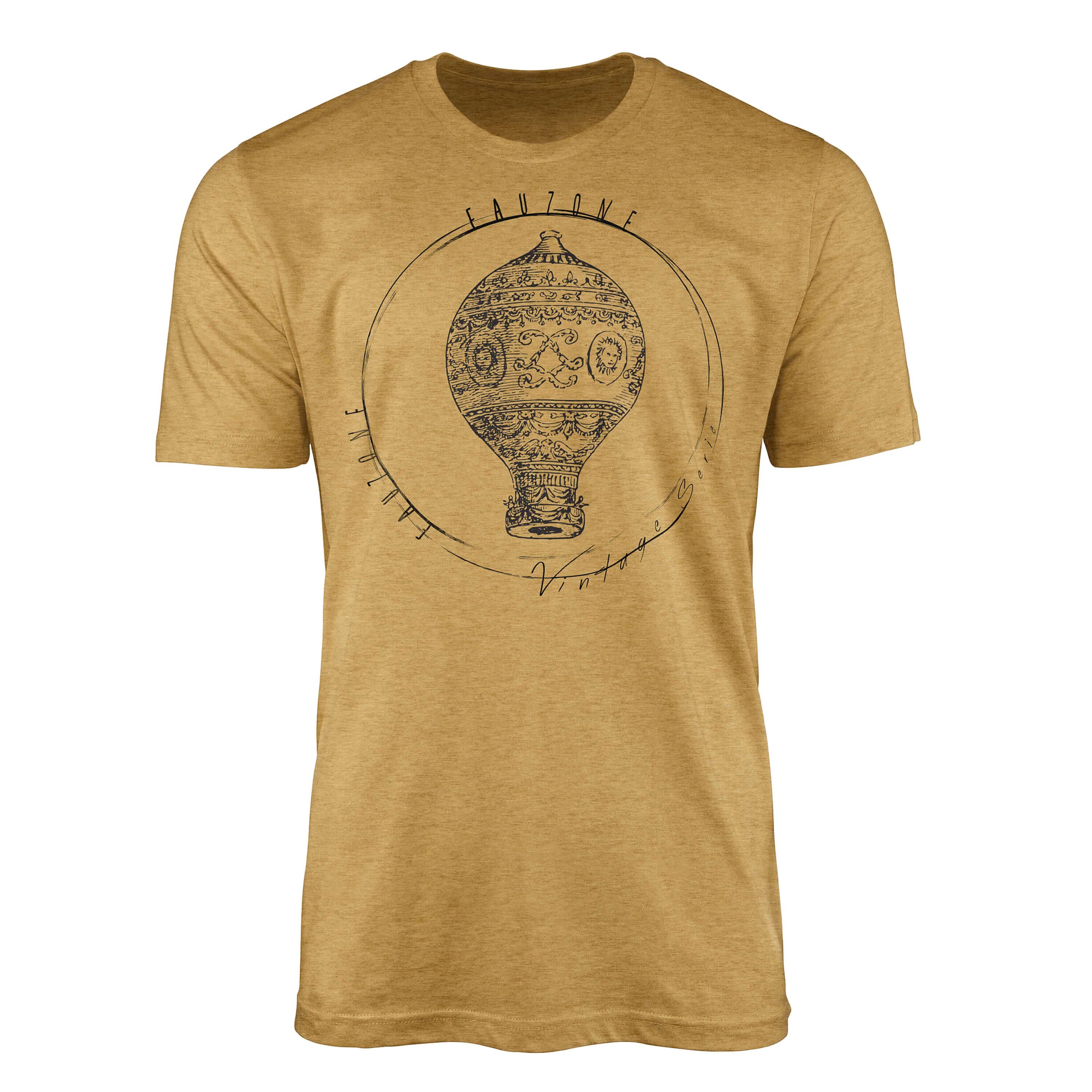Sinus Art T-Shirt Vintage Herren Antique T-Shirt Heizluftballon Gold