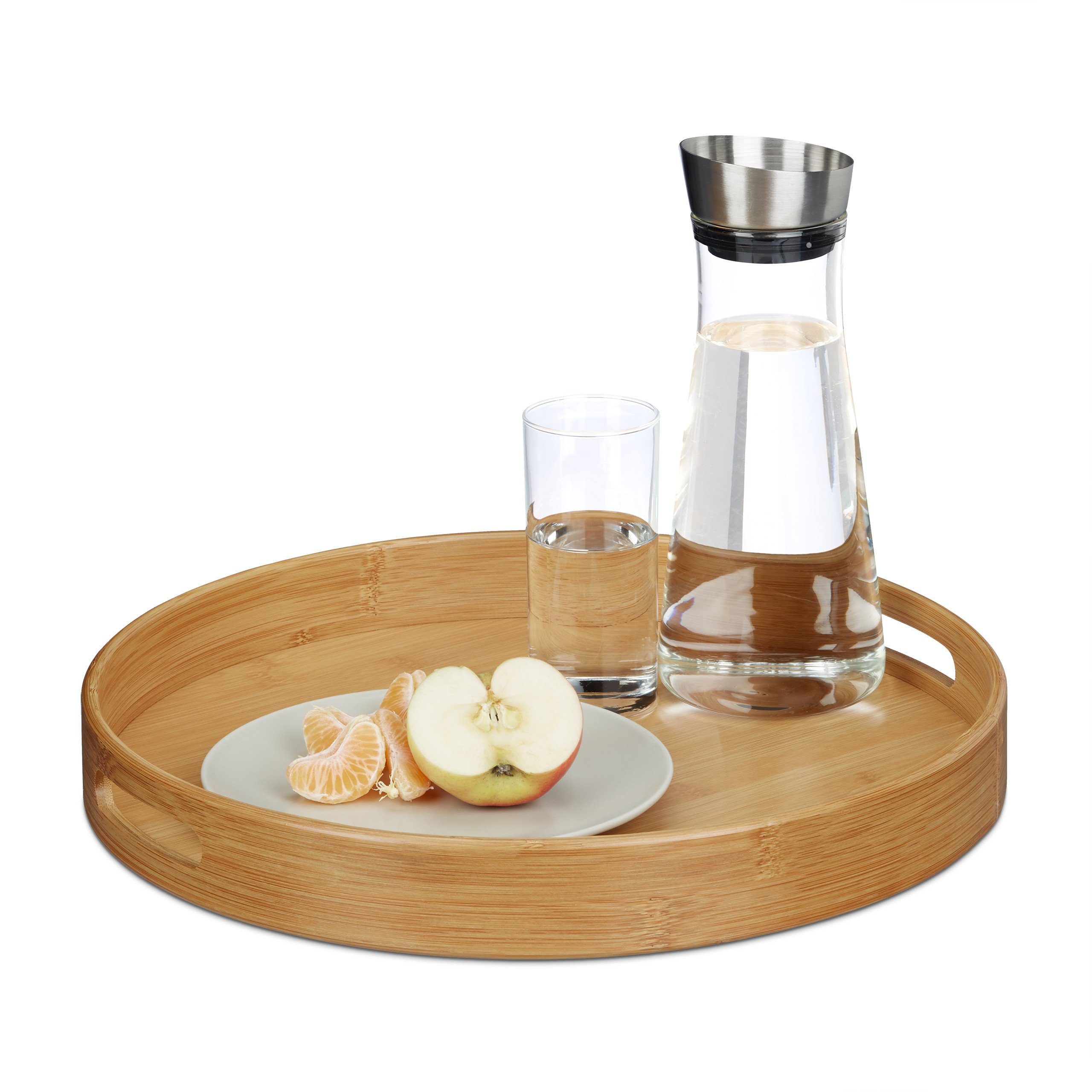 Tablett Serviertablett Bambus rund