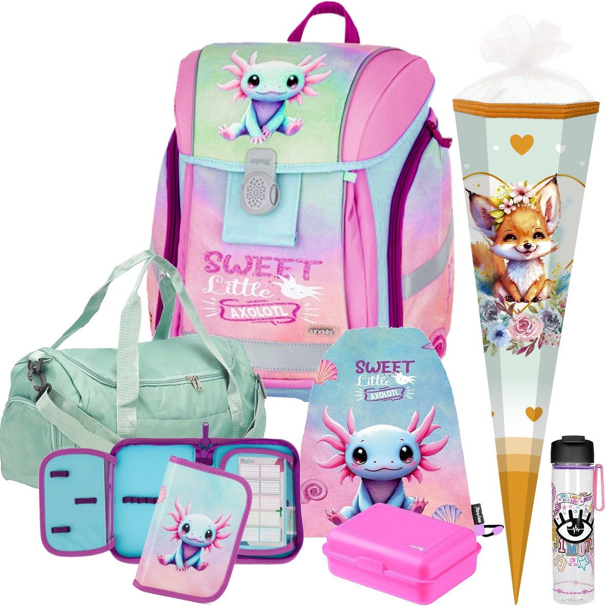 OXYBAG Schulranzen 1.Klasse Mädchen in unterschiedlichen Sets (7-tlg)