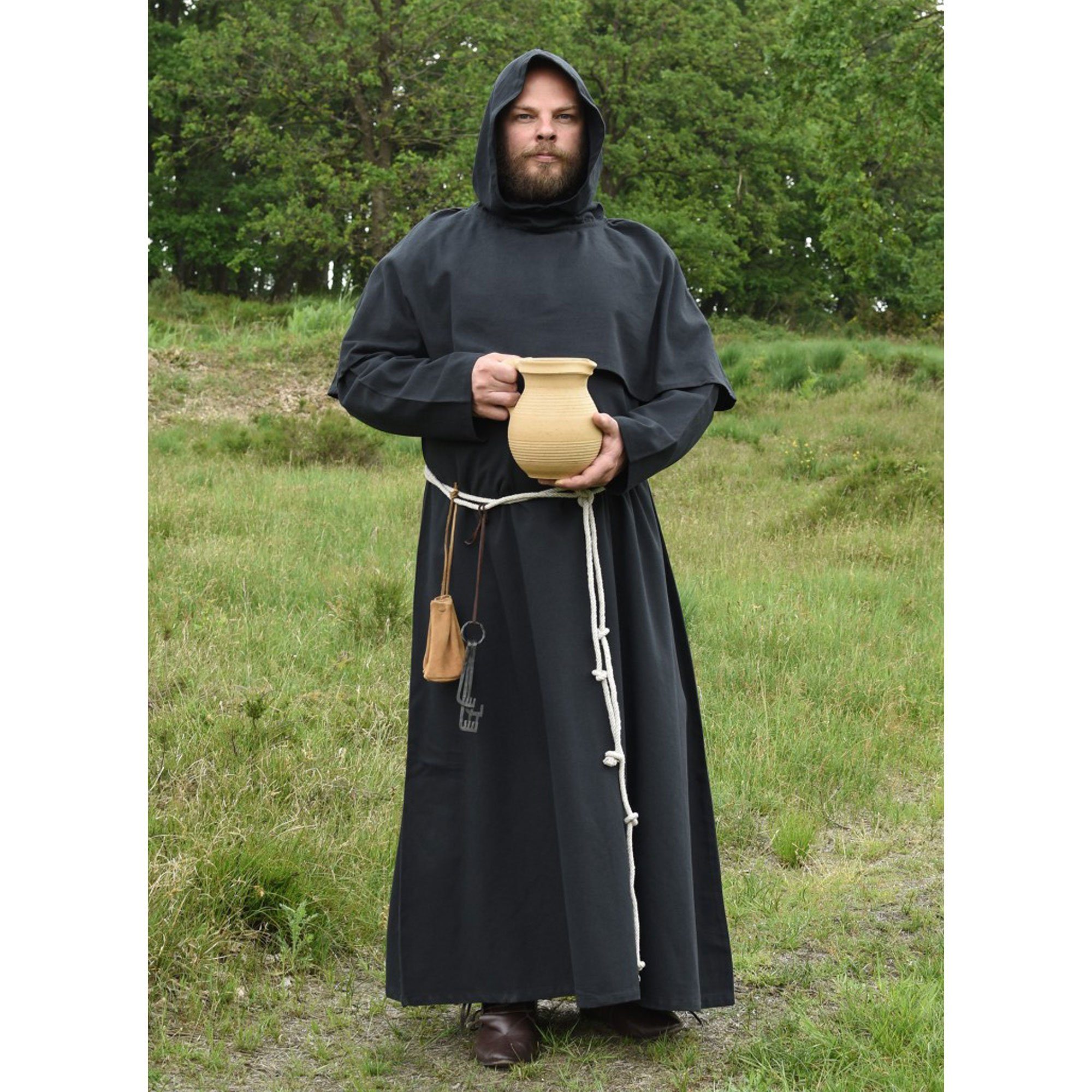 Battle Merchant Wikinger-Kostüm Mönchskutte Benedikt, schwarz L/XL