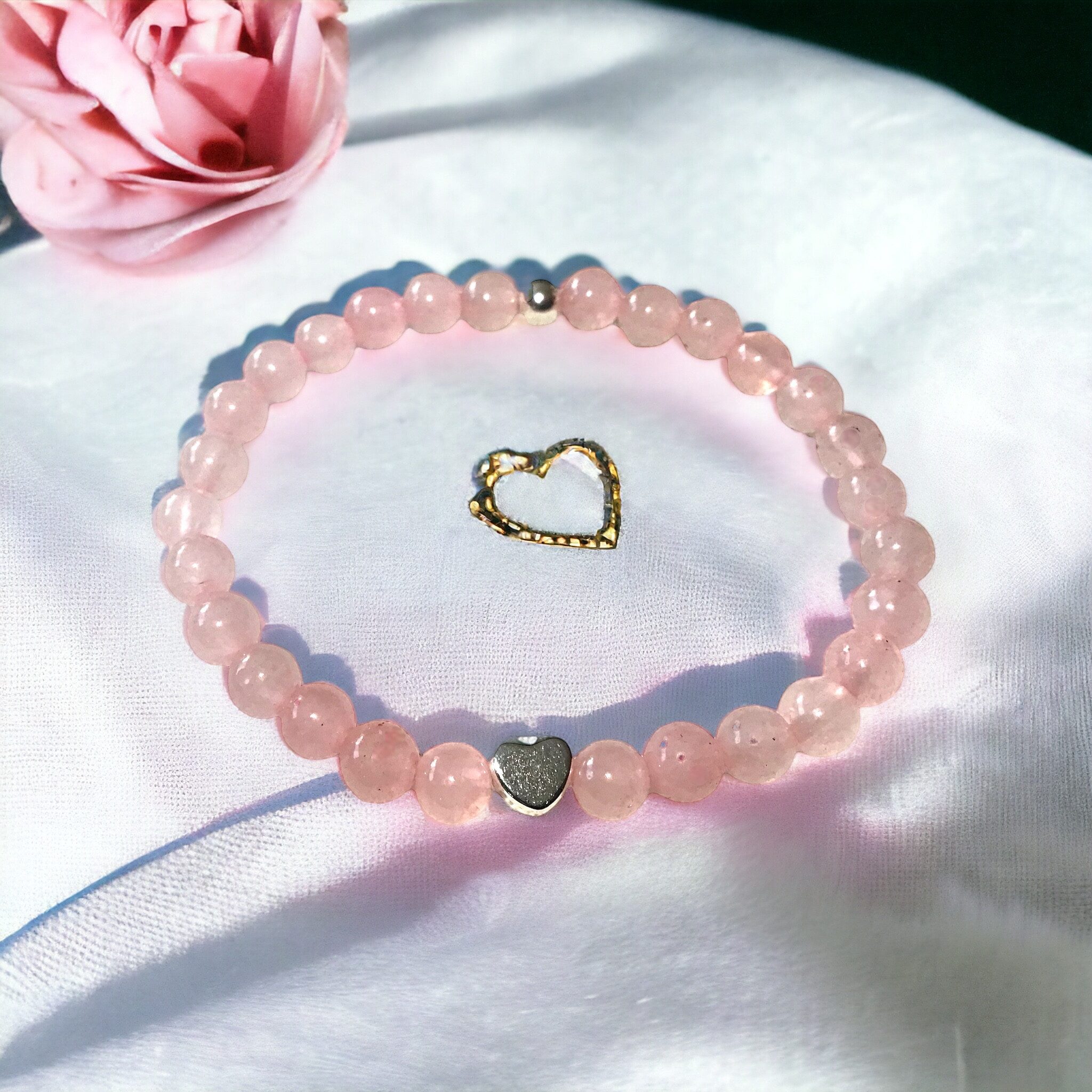 Steinfixx® Perlenarmband Echtes Rosenquarz Perlenarmband mit 925 Silberperl günstig online kaufen