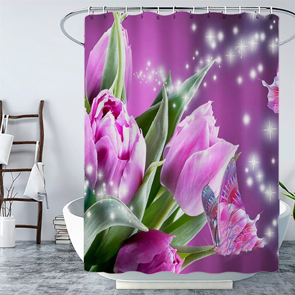 BYSURE Duschvorhang Breite 180 cm, Blume Digitaldruck buschvorhang