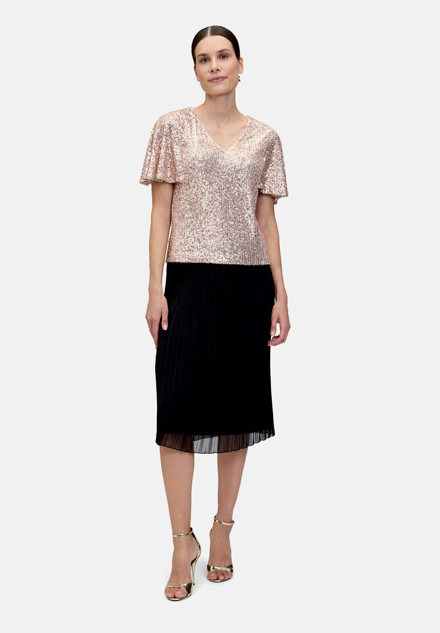 Vera Mont Kurzarmshirt Damen kurzarm (1-tlg) Pailletten