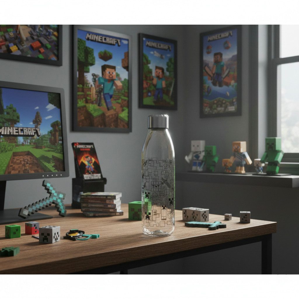 Minecraft Trinkflasche Minecraft Gamer Creeper Wasserflasche Trinkflasche Flasche XL 980 ml