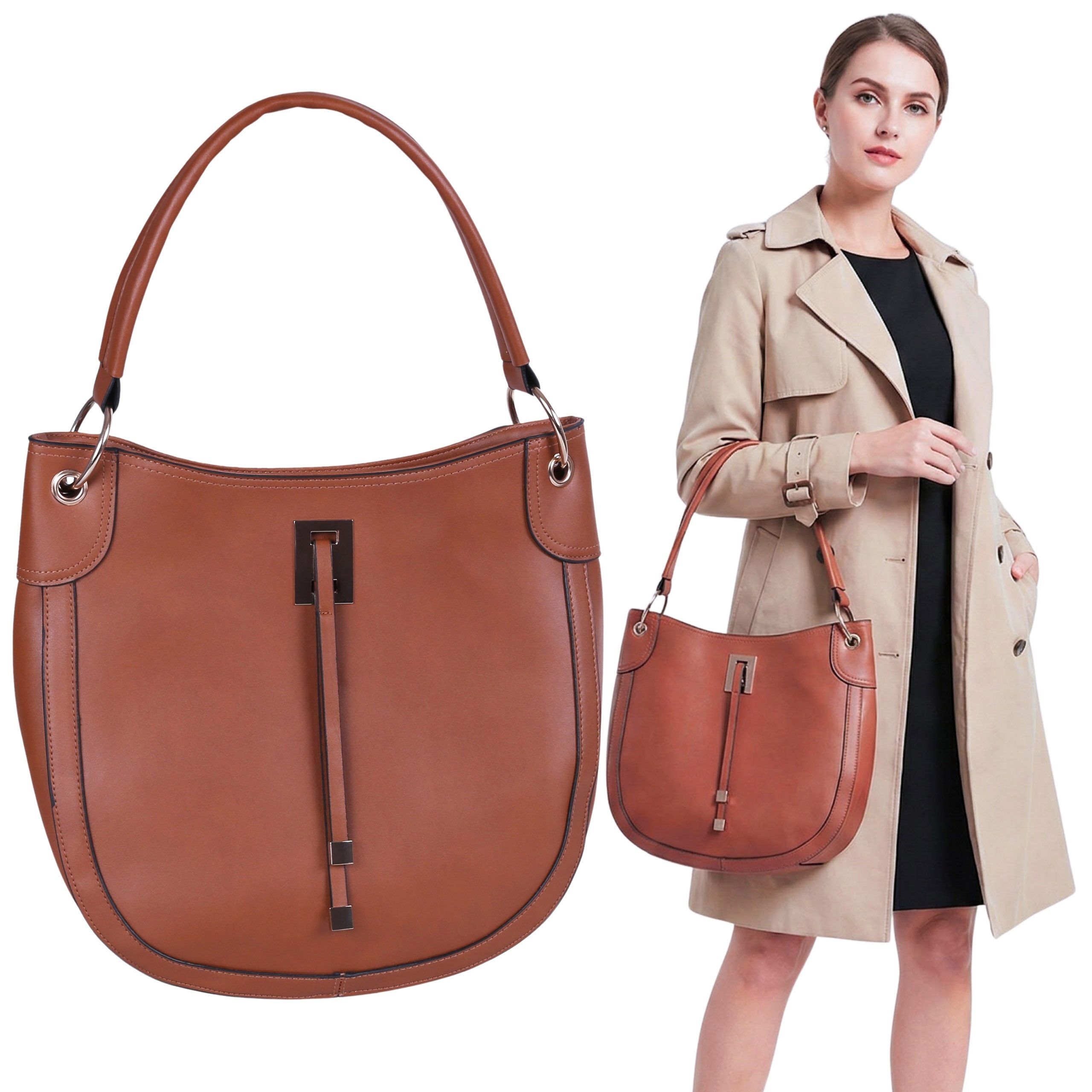 Sarcia.eu Umhängetasche Braune Damenhandtasche, große Schultertasche, eleganter Shopper