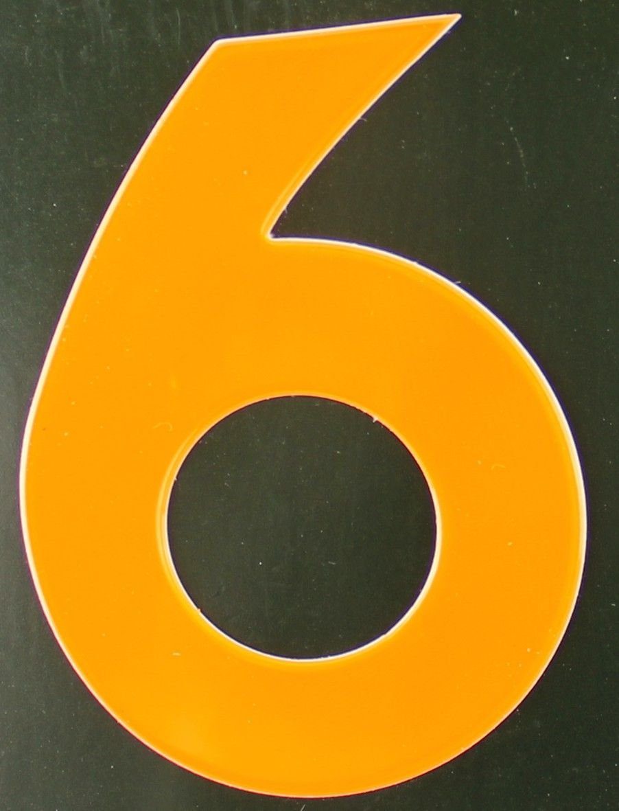 Aco Hausnummer Conacord Reflektierende Klebezahl 6 orange 80 mm 6