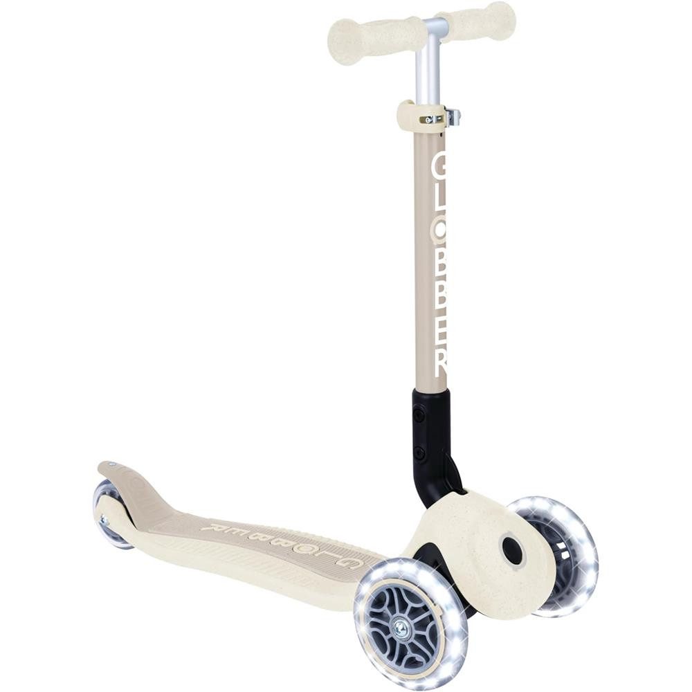 Globber Tretroller Junior Foldable Lights ECO Kinderroller 3-rädriger Scooter, Lernfreundliches Lenksystem, Leuchtende LED-Rollen