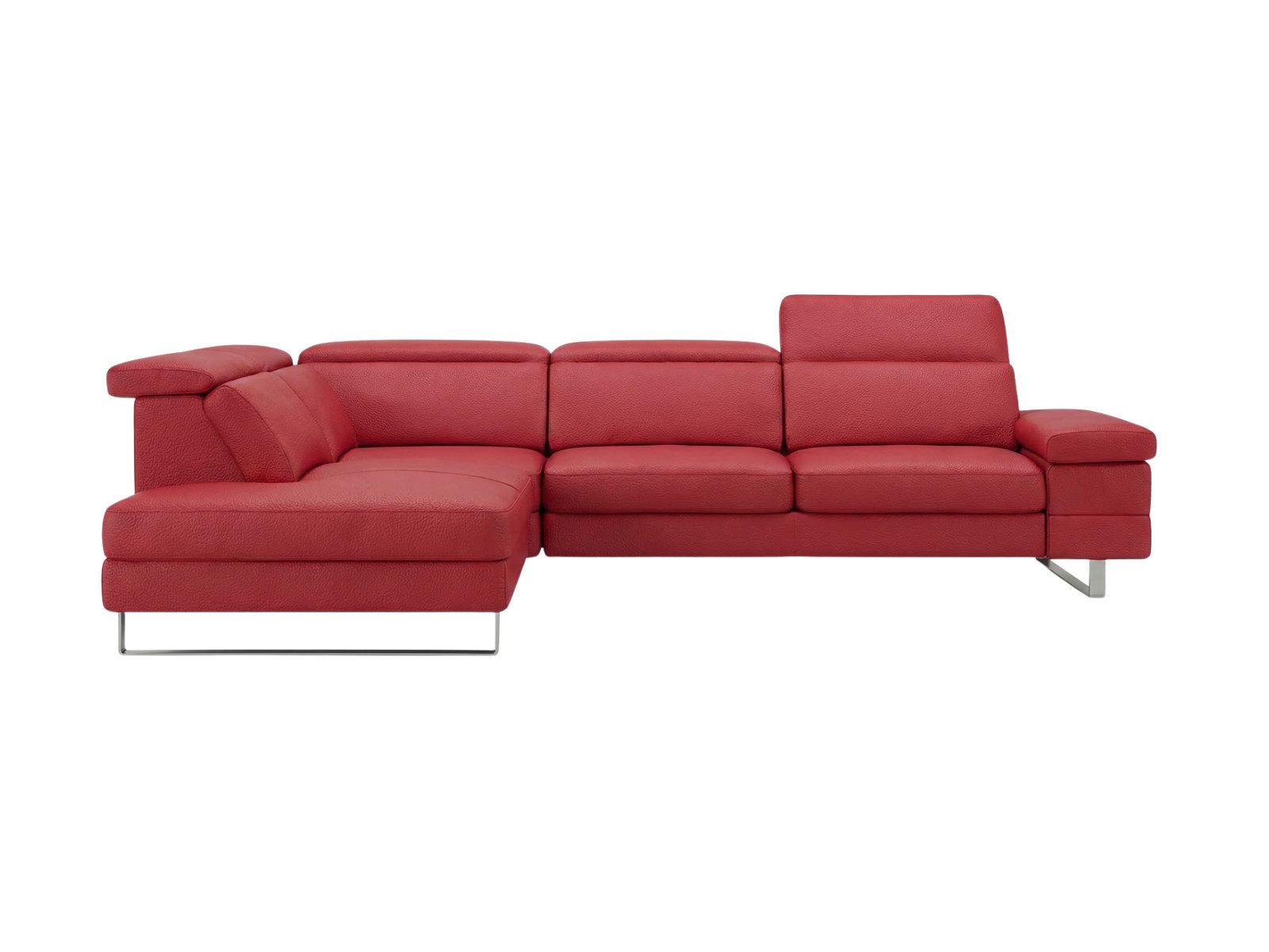 Villa Möbel Ecksofa Virage, L-Form 1 Teile, Echtleder-Ecksofa mit Kopfteilverstellung fürs Wohnzimmer