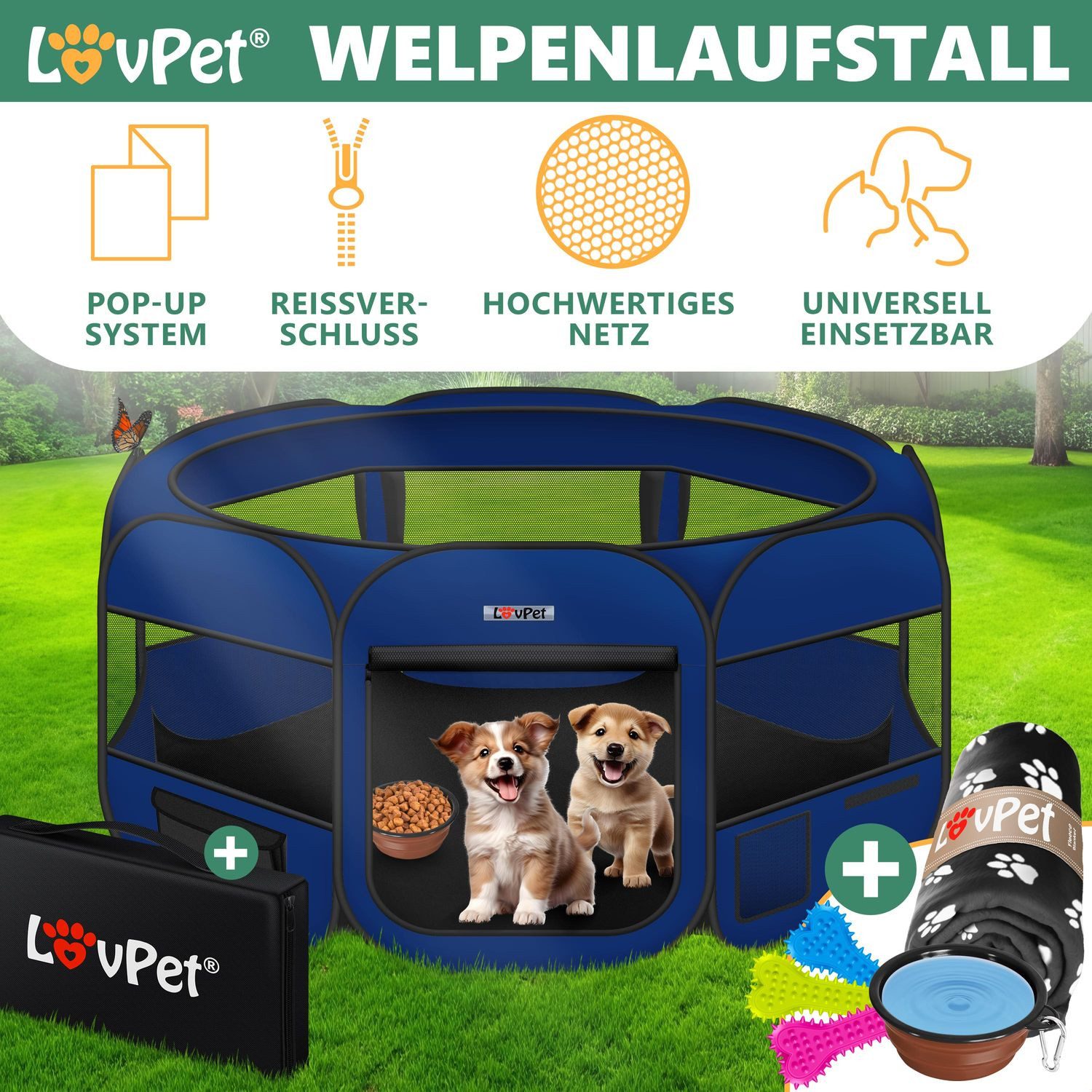 Lovpet Laufstall, Welpenlaufstall Tierlaufstall Faltbar für günstig online kaufen