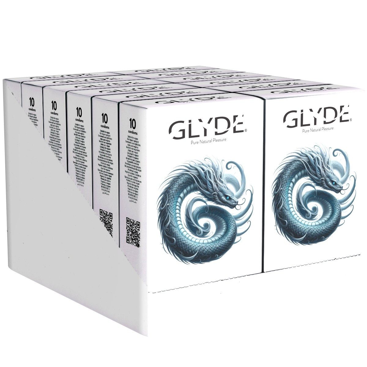 Glyde Kondome Slimfit Packung mit, 120 St., Vorteilspack, 12 x 10 schmale vegane Kondome