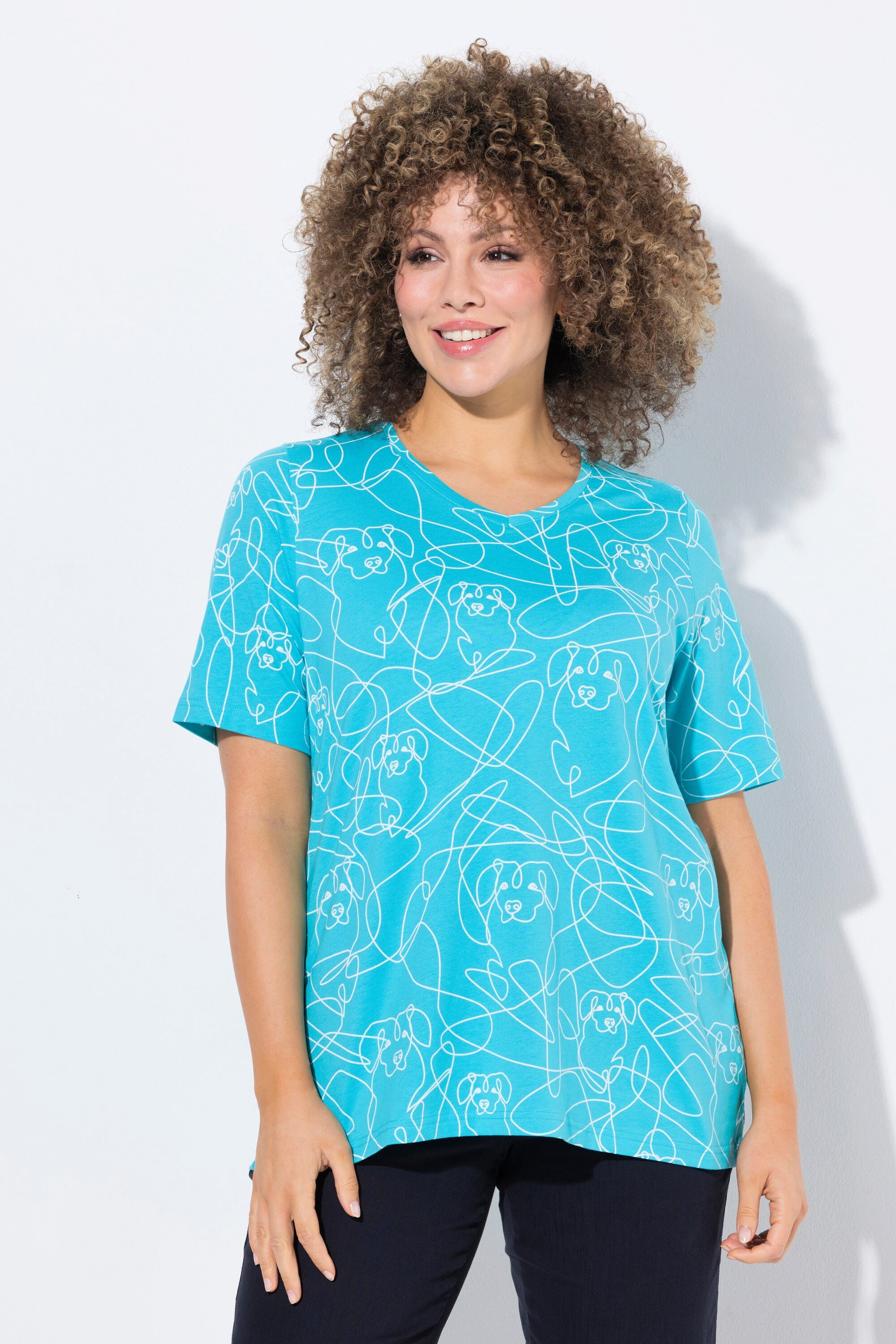 Ulla Popken T-Shirt T-Shirt Tiermuster Classic günstig online kaufen