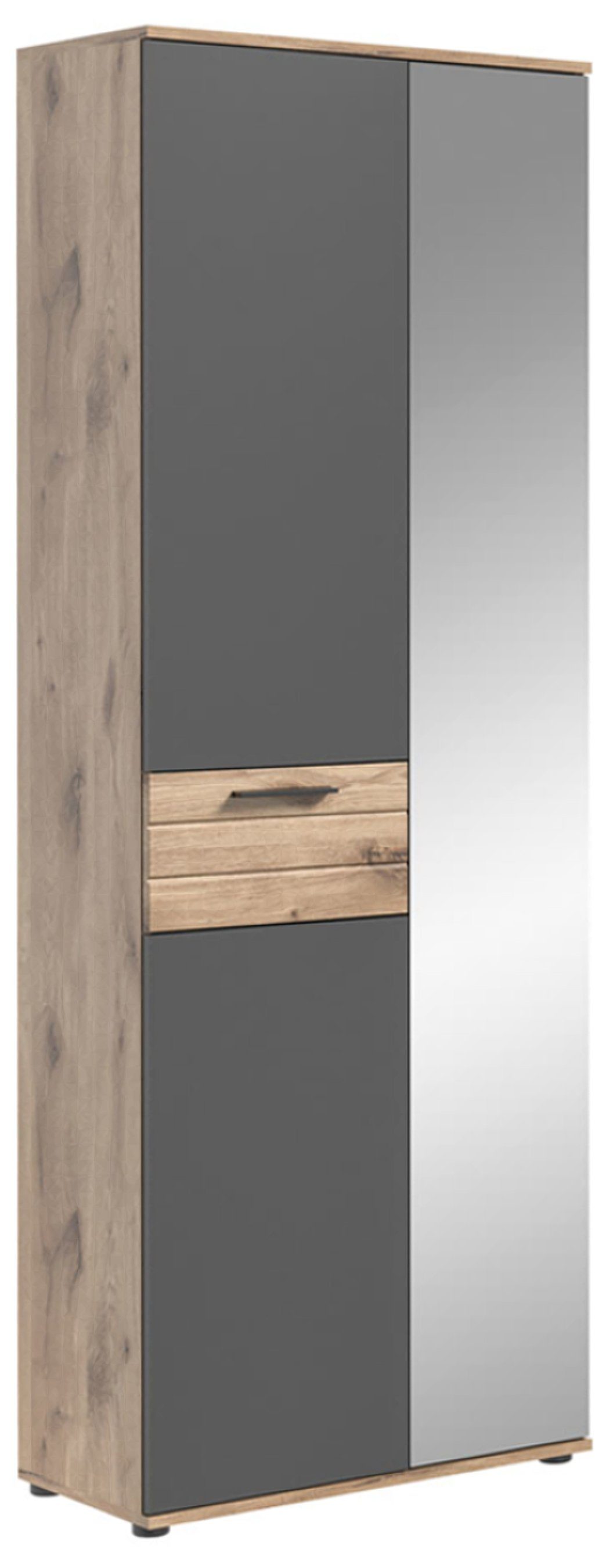 xonox.home Kleiderschrank Mason Kleiderschrank 2 Türen Eiche dekor, Spiegel.