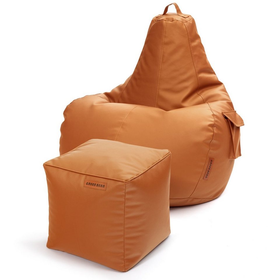 Kunstleder, Riesensitzsack inkl. Couch passenden mit (aus Rückenlehne Kissen und Bean geeignet), Outdoor Green Chair Bean Indoor Gaming Pouf Lounge Hocker Kissen Sitzsack Bag