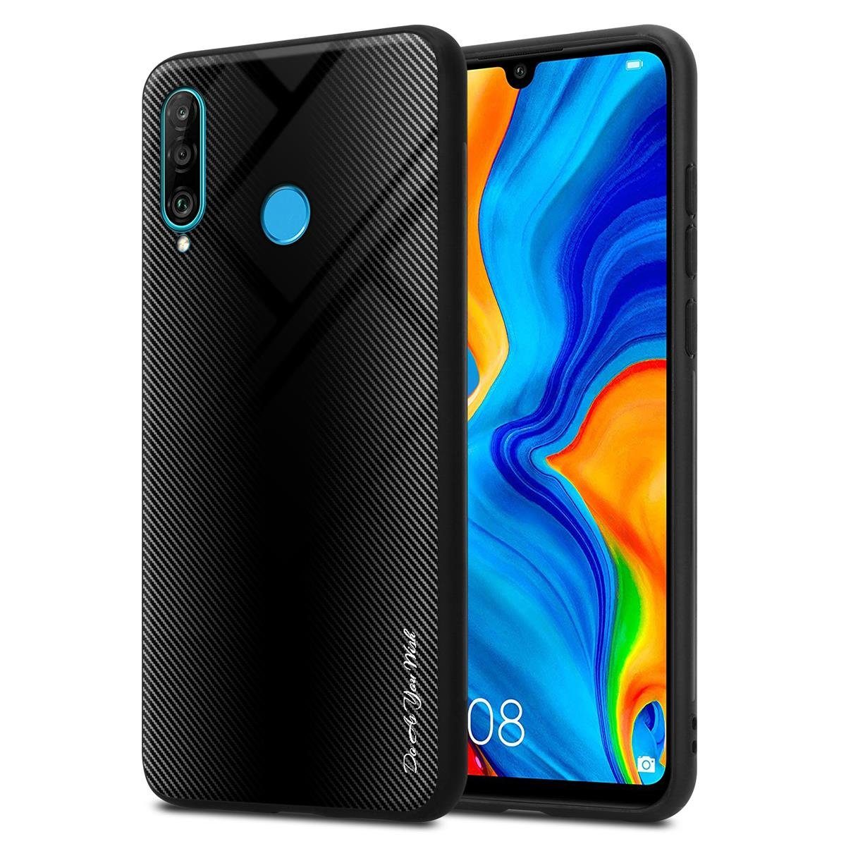 Cadorabo Handyhülle TPU Gestreiftes Glas Huawei P30 LITE