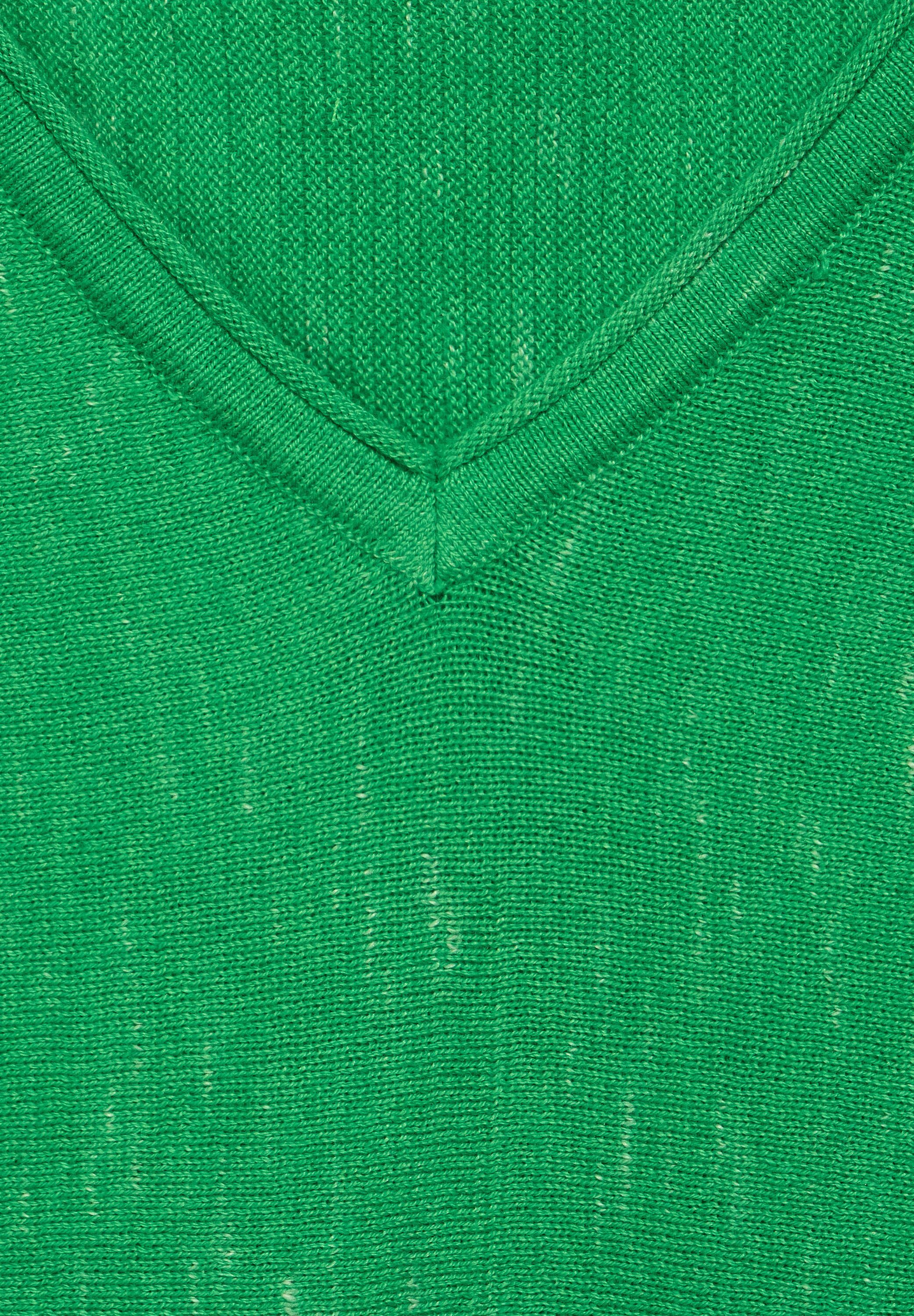 Cecil V-Ausschnitt-Pullover in green radiant Unifarbe