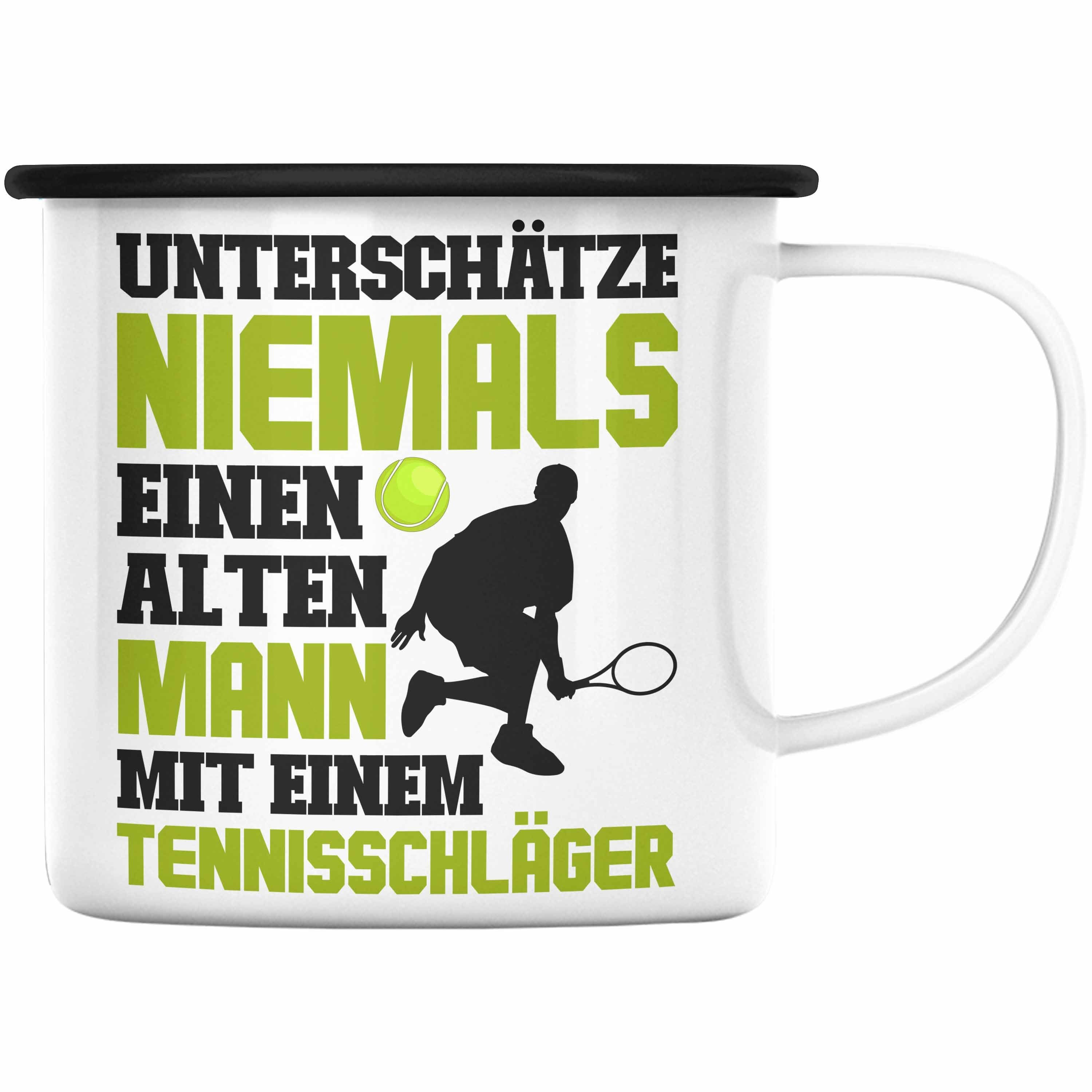 Trainer Tennis Geschenk Trendation Tennisspieler Tasse Coach Mann Thermotasse Geschenkidee KaffeeEmaille - Alter Schwarz Trendation